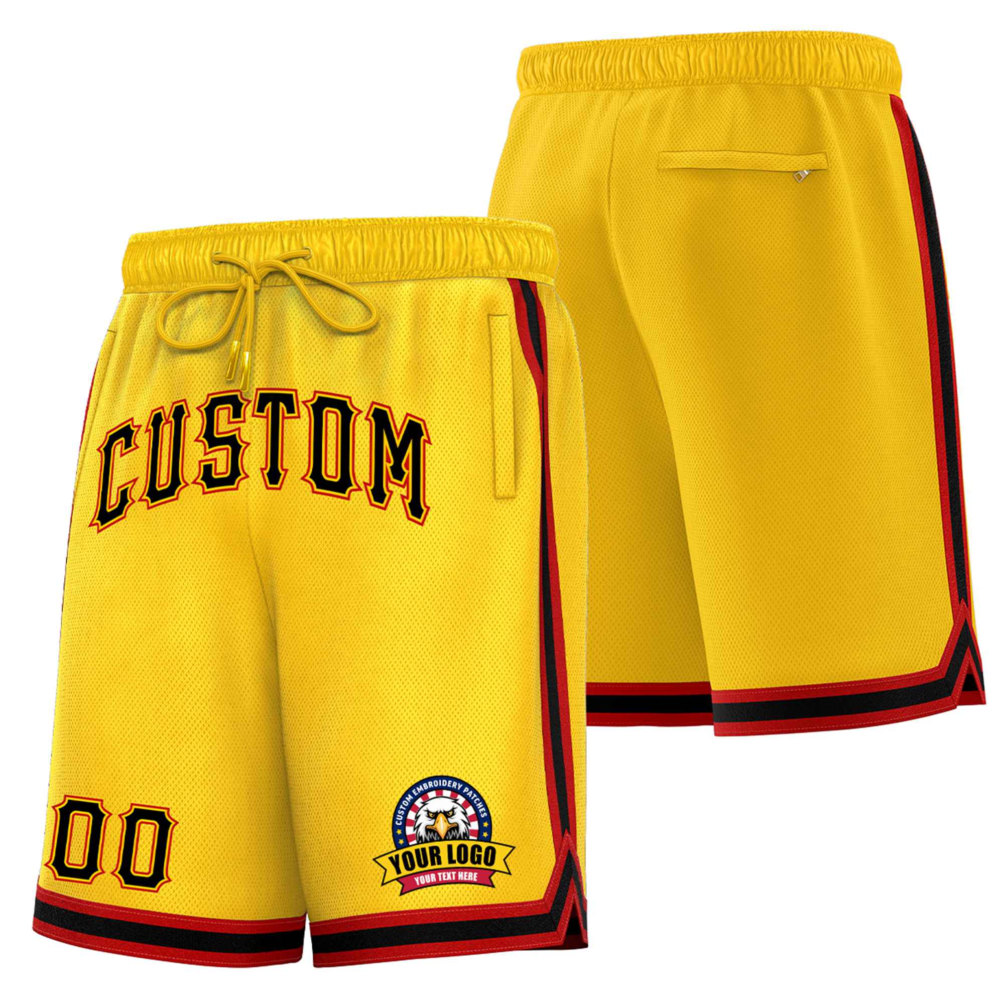 Custom Yellow Maroon-White Sport Basketball Shorts