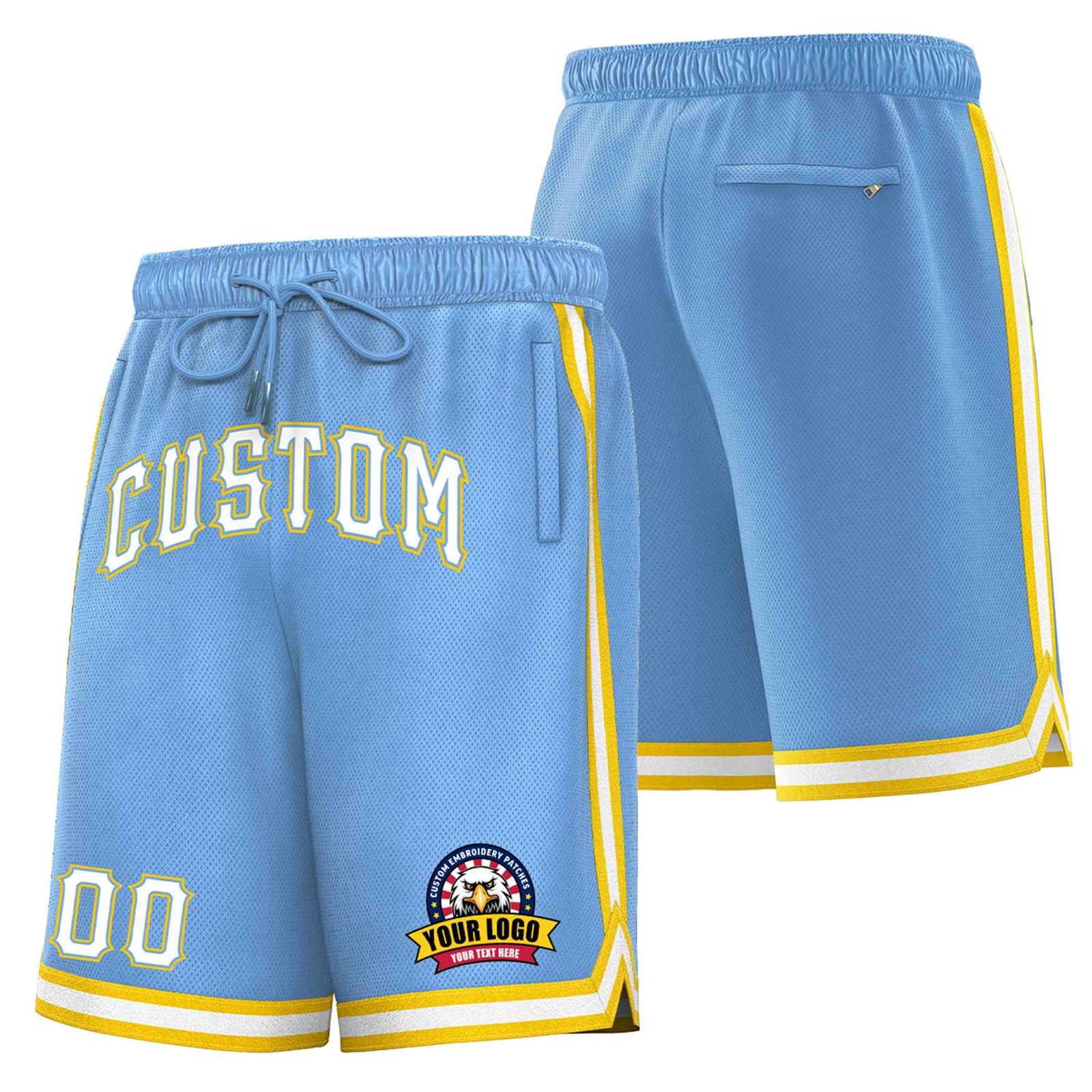 Custom Royal Gold-2 White Sport Basketball Shorts