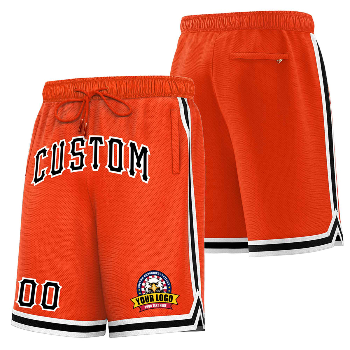 Custom Orange Black-White Sport Basketball Shorts