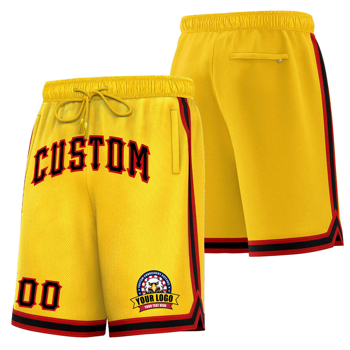 Custom Yellow Red-White Sport Basketball Shorts