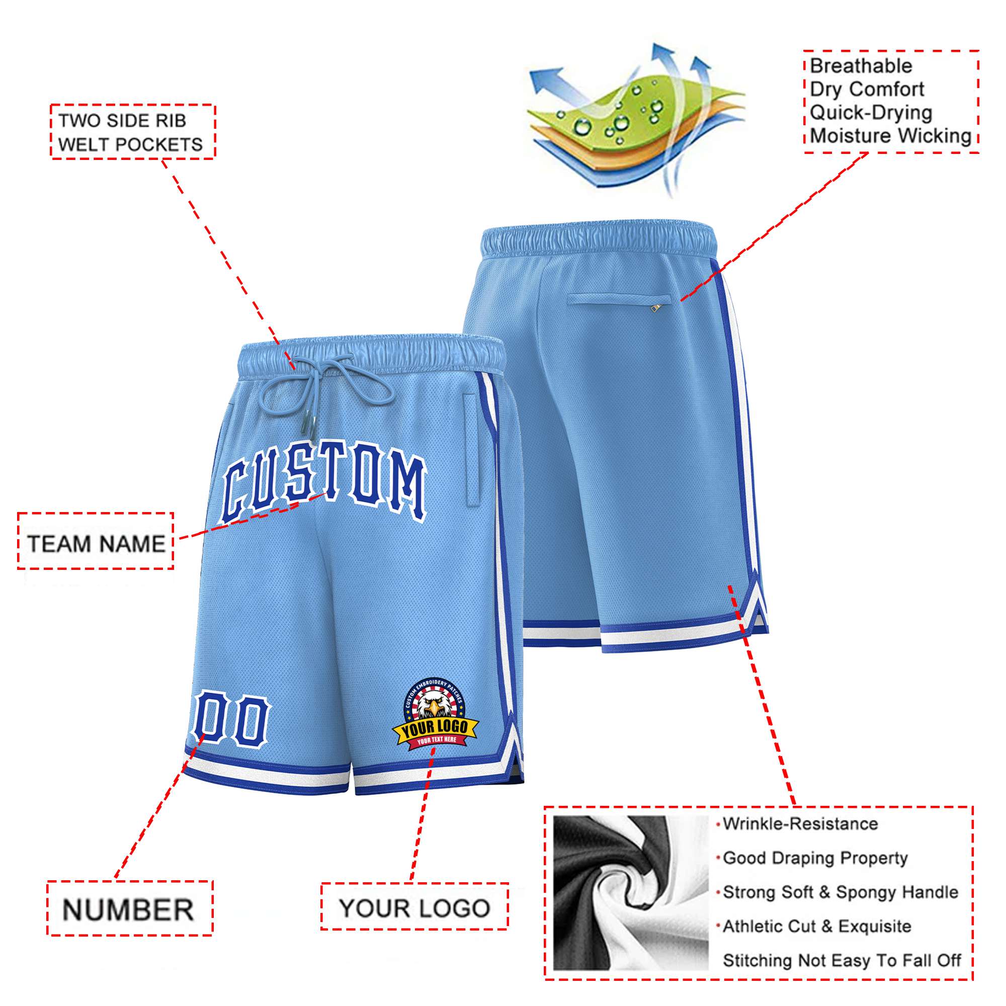 Custom Royal Blue-White Sport Basketball Shorts