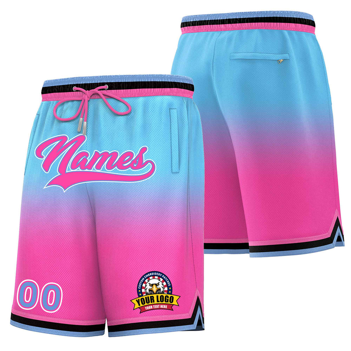 Custom Blue Pink Gradient Fashion Authentic Basketball Shorts