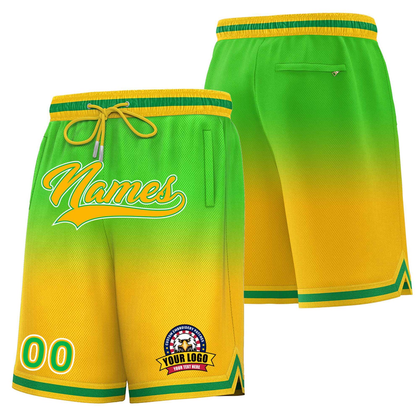 Custom Green Yellow Gradient Fashion Authentic Basketball Shorts