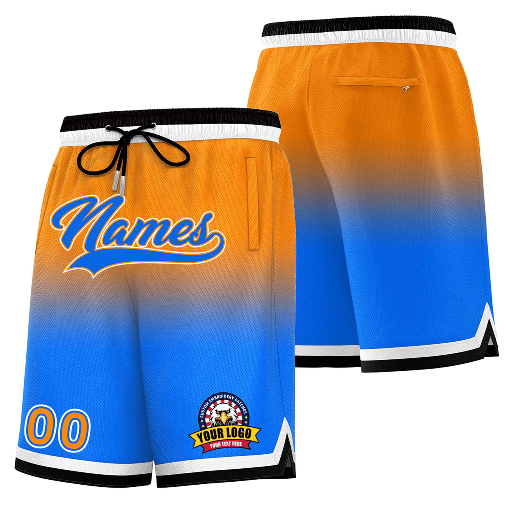 Custom Orange Blue Gradient Fashion Authentic Basketball Shorts