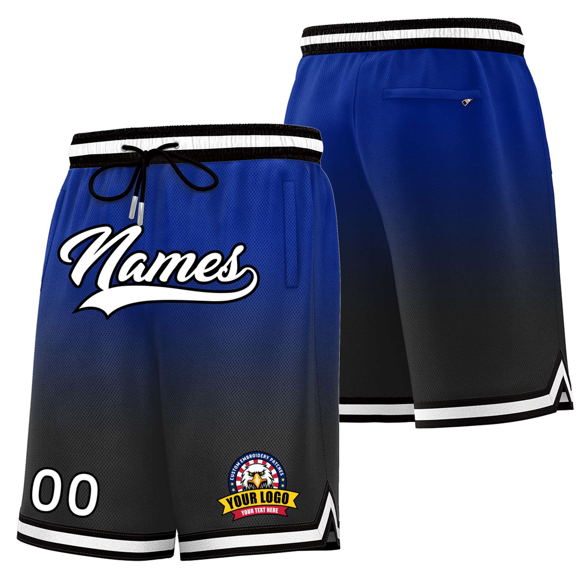 Custom Royal Blue Black Gradient Fashion Authentic Basketball Shorts