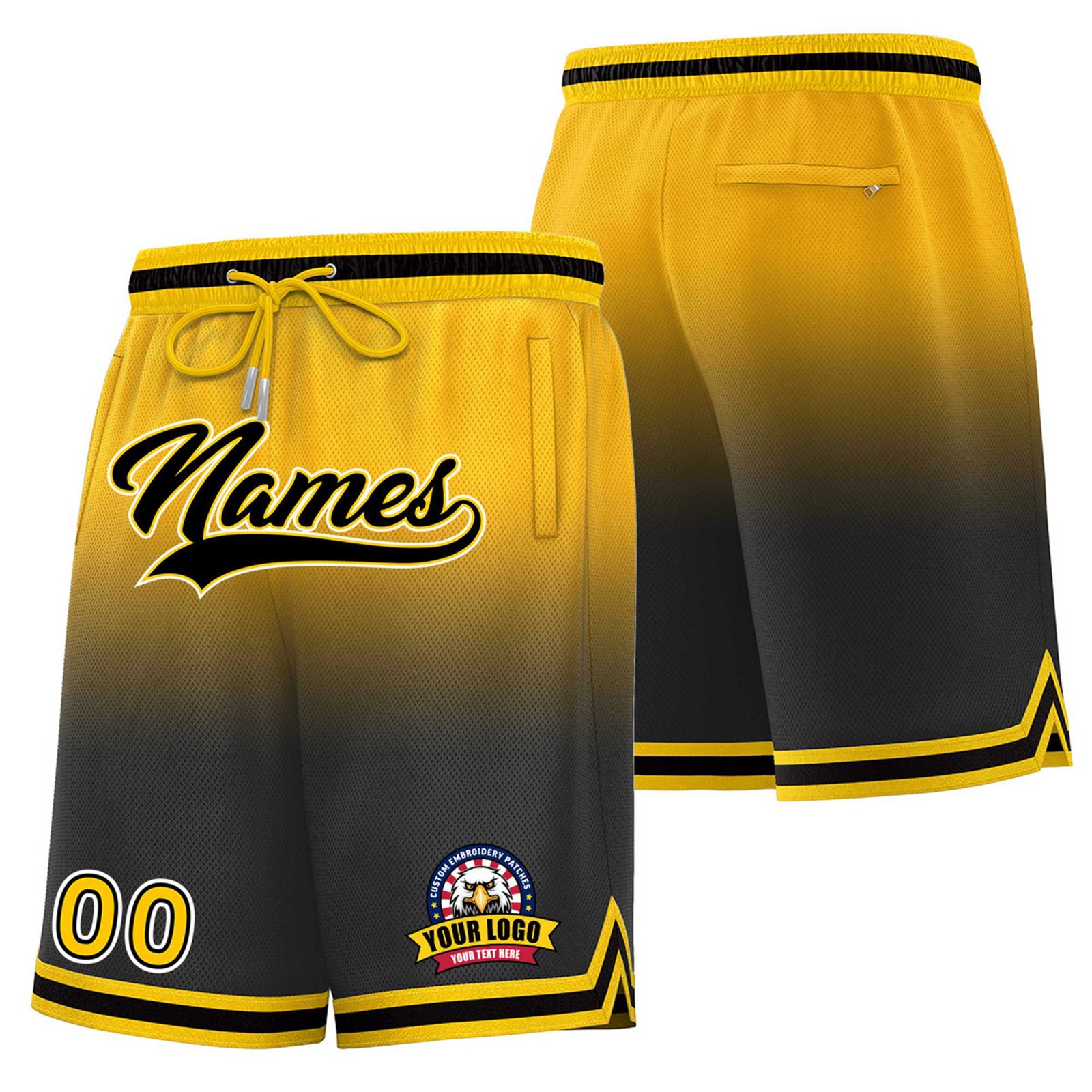 Custom Yellow Black Gradient Fashion Authentic Basketball Shorts