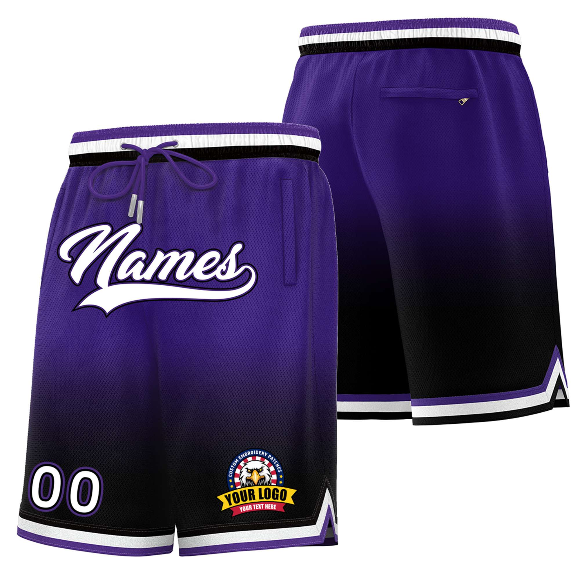 Custom Purple Black Gradient Fashion Authentic Basketball Shorts