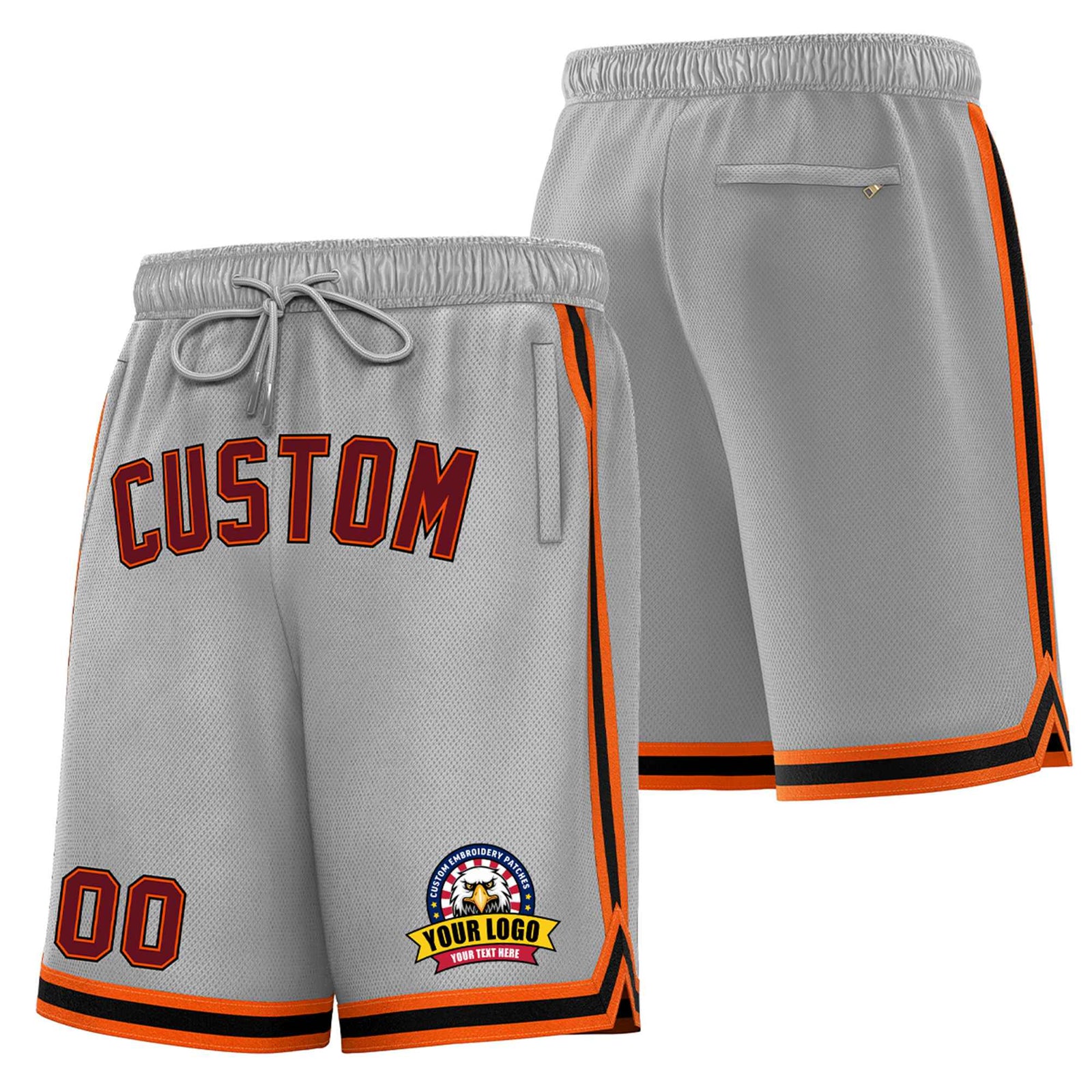 Custom Gray Orange-Black Sport Basketball Shorts