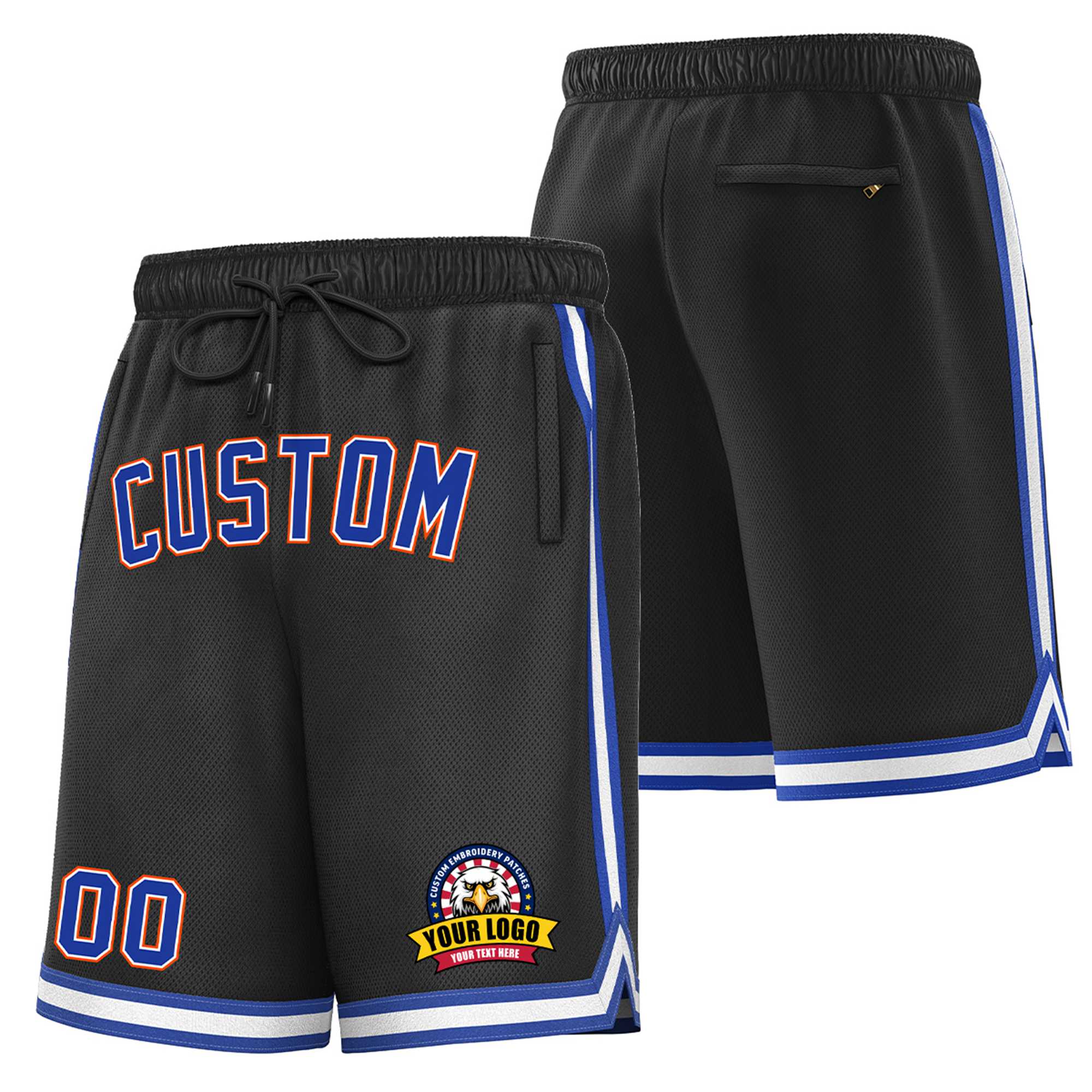 Custom Black Blue-White Sport Basketball Shorts