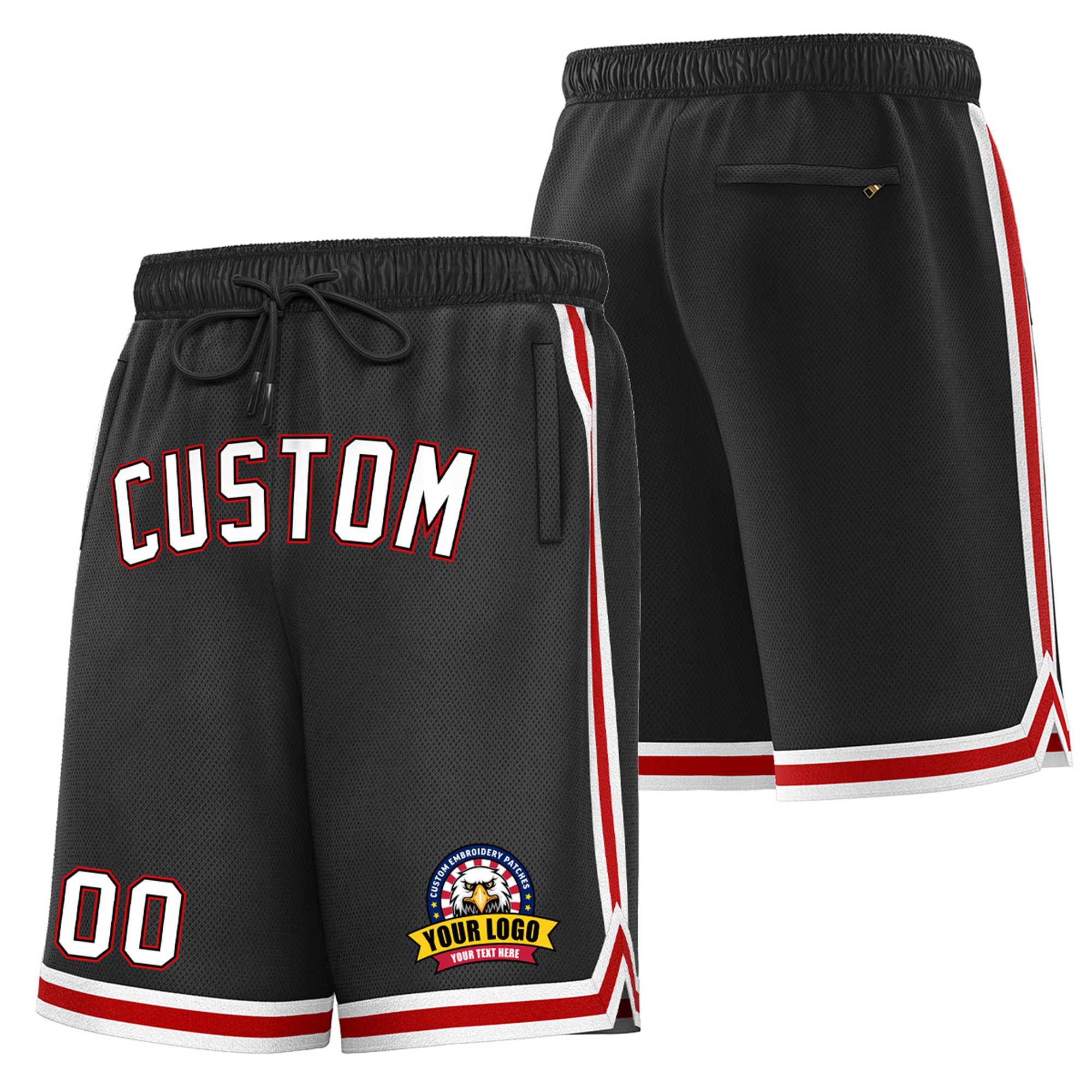 Custom Black Maroon-White Sport Basketball Shorts