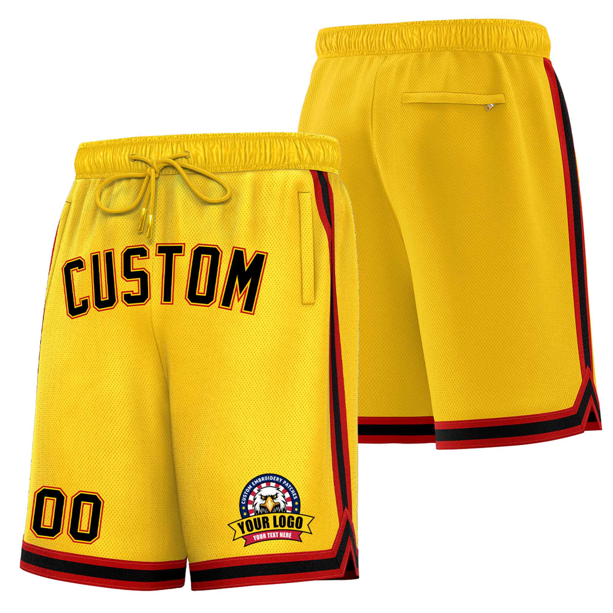 Custom Yellow Maroon-White Sport Basketball Shorts