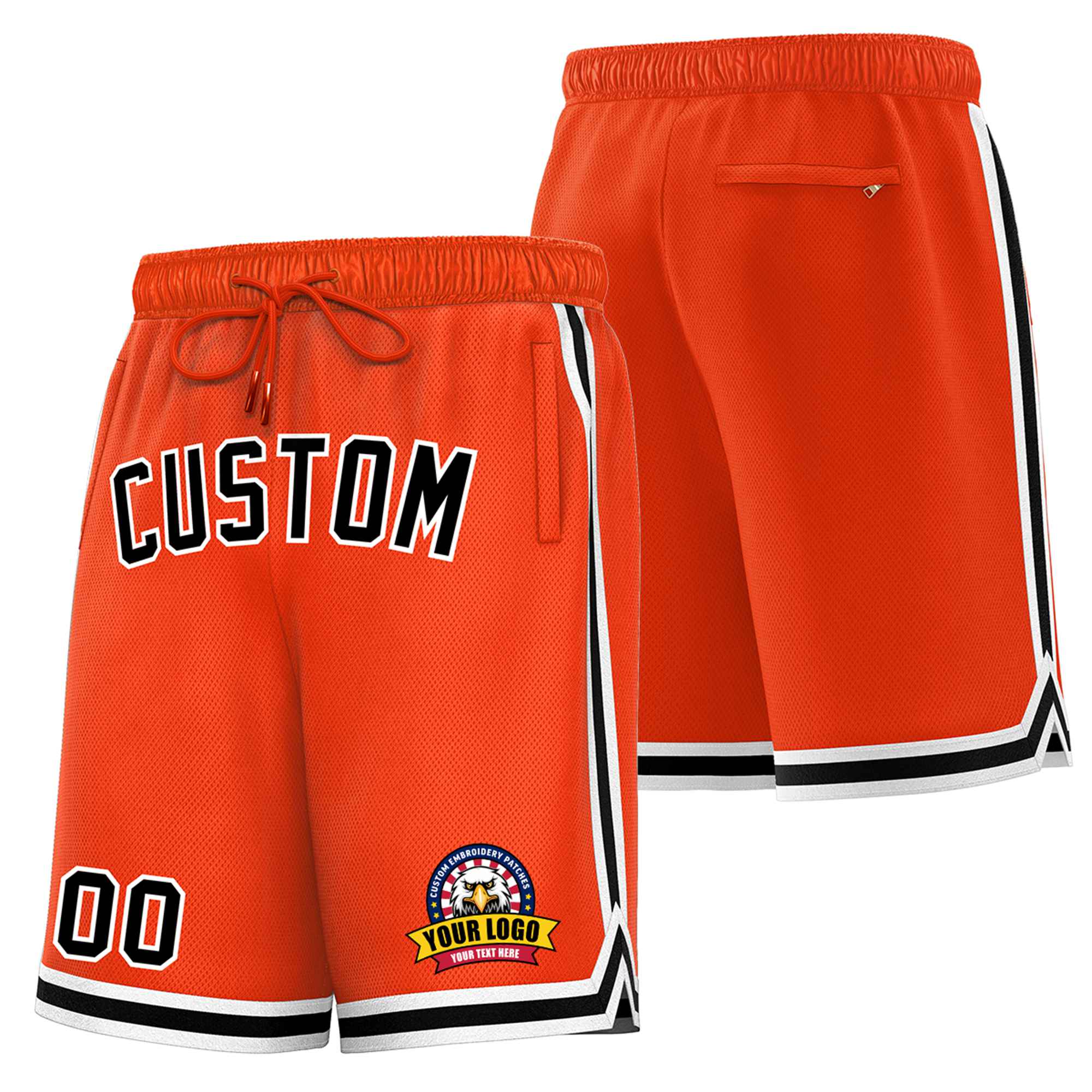 Custom Orange Black-White Sport Basketball Shorts