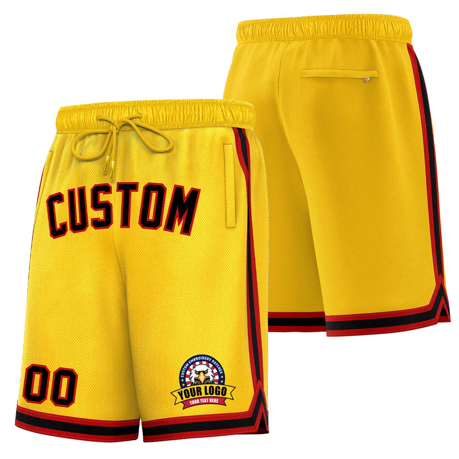 Custom Yellow Red-White Sport Basketball Shorts