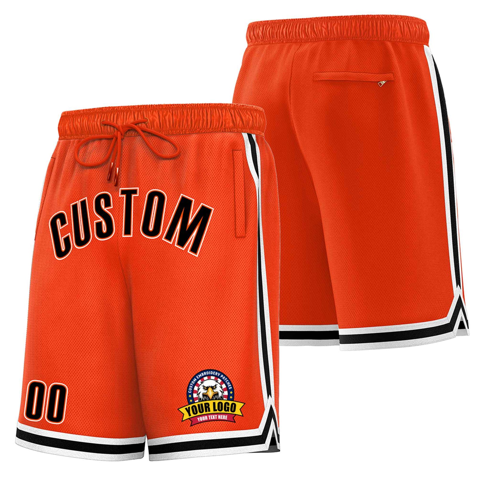 Custom Orange Black-White Sport Basketball Shorts