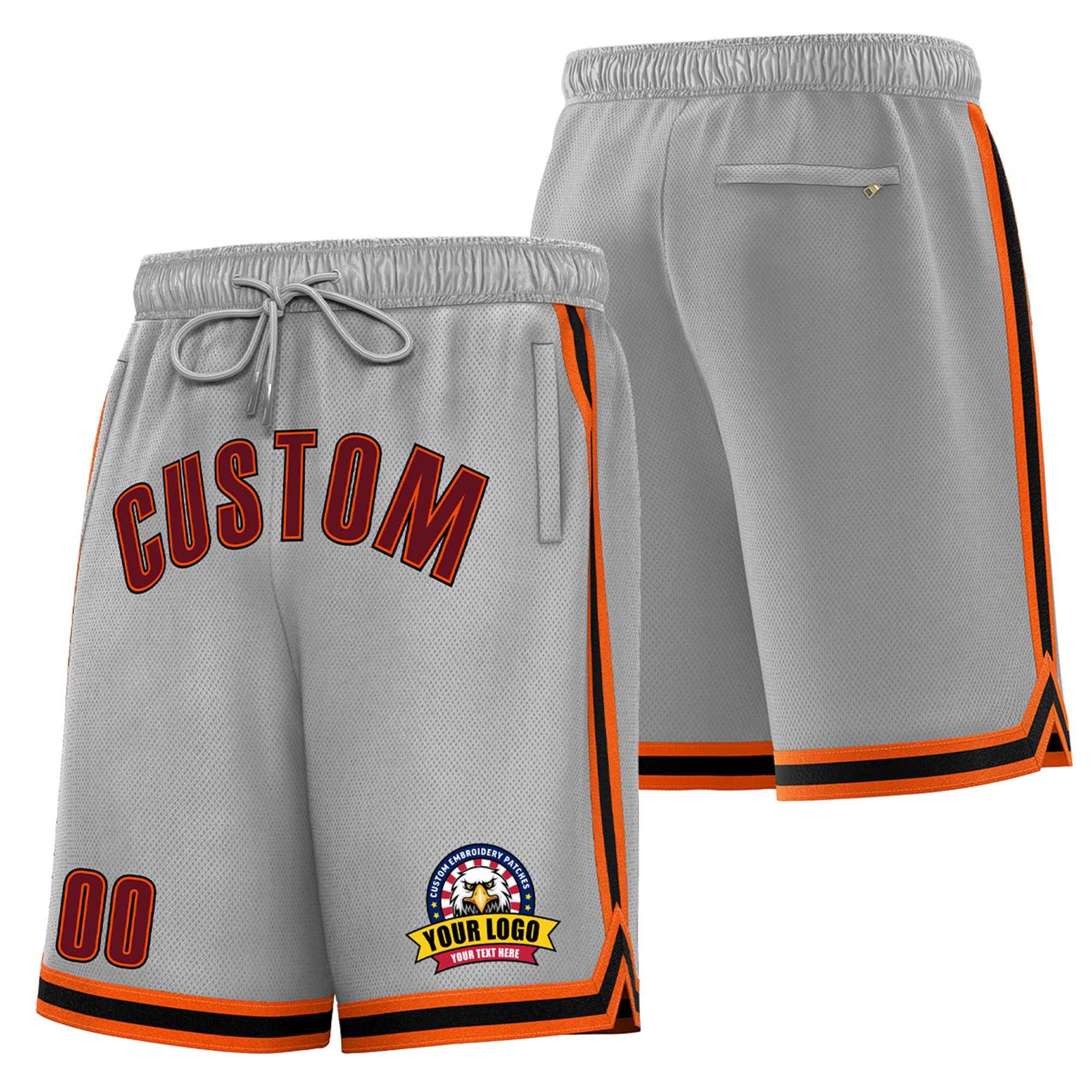 Custom Gray Orange-Black Sport Basketball Shorts