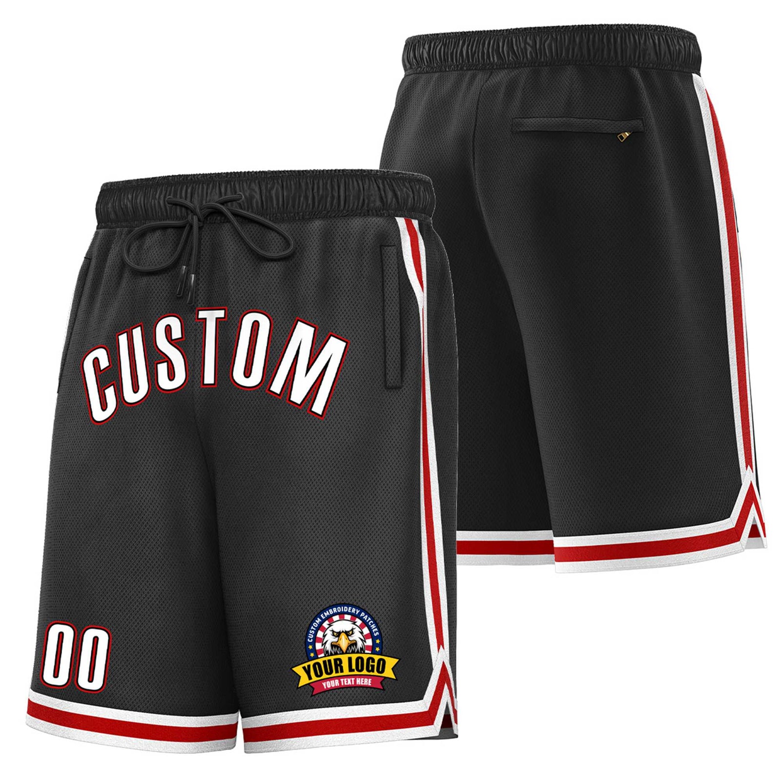 Custom Black Maroon-White Sport Basketball Shorts