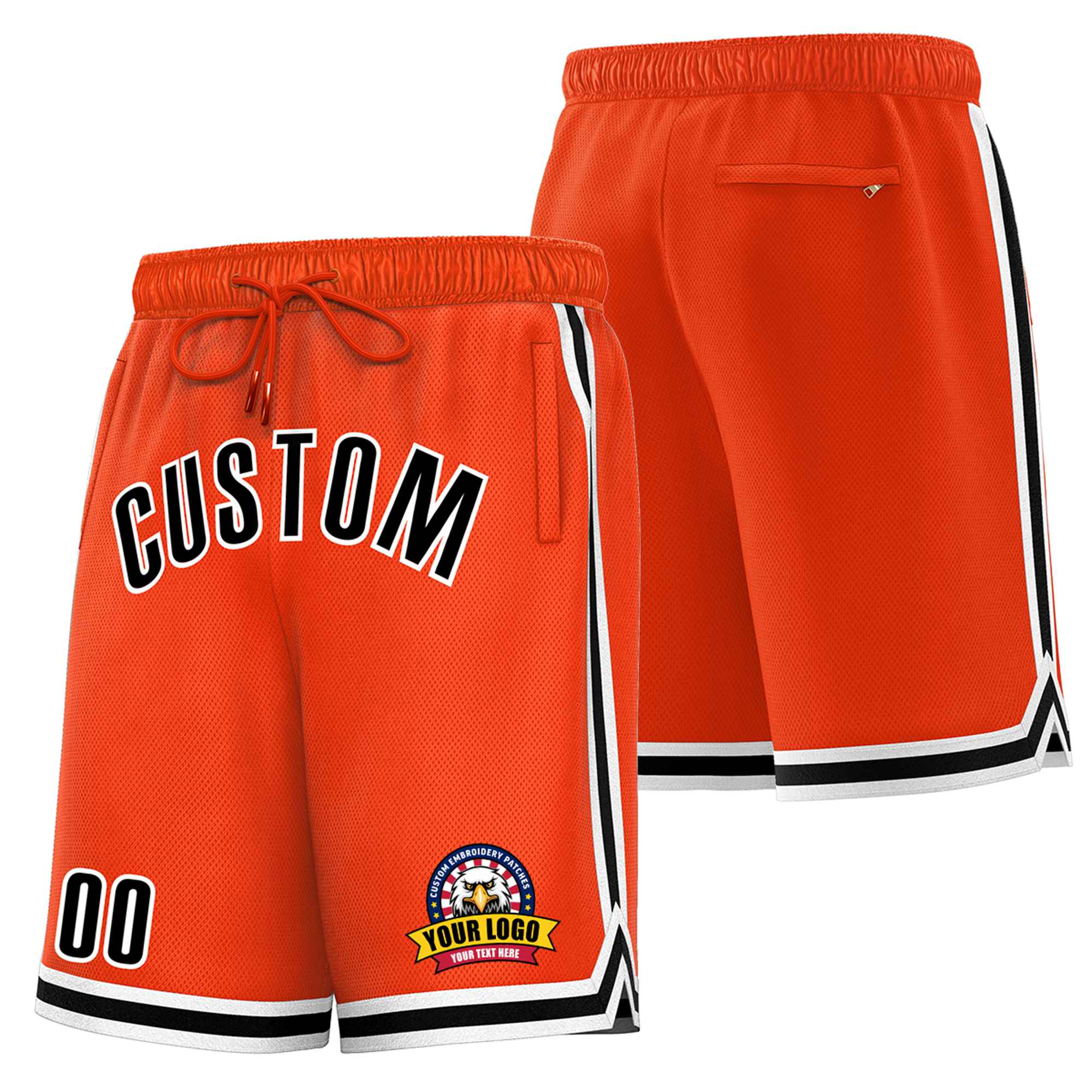 Custom Orange Black-White Sport Basketball Shorts