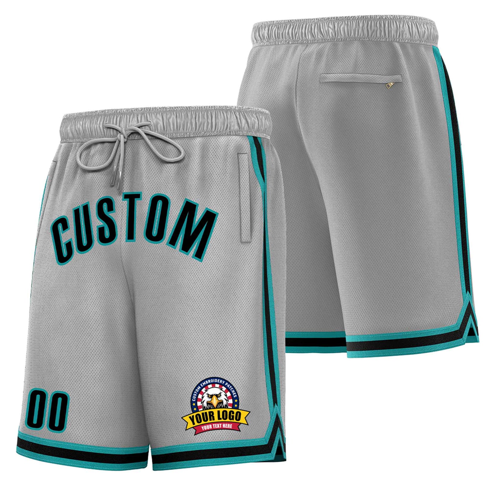 Custom Gray Aqua-Black Sport Basketball Shorts