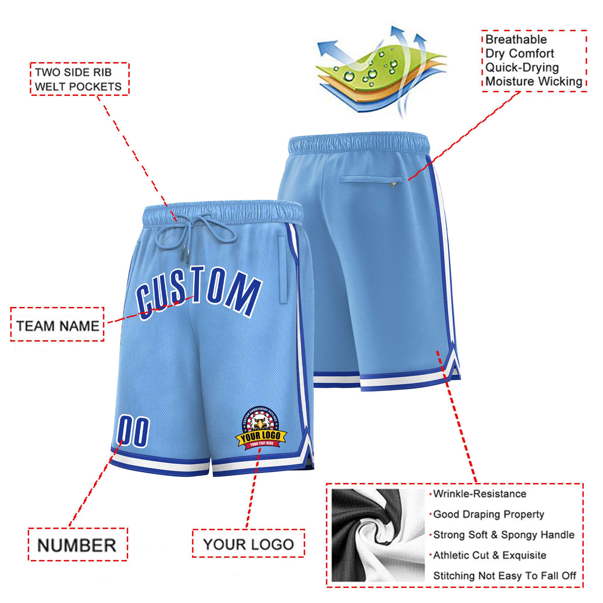 Custom Royal Blue-White Sport Basketball Shorts