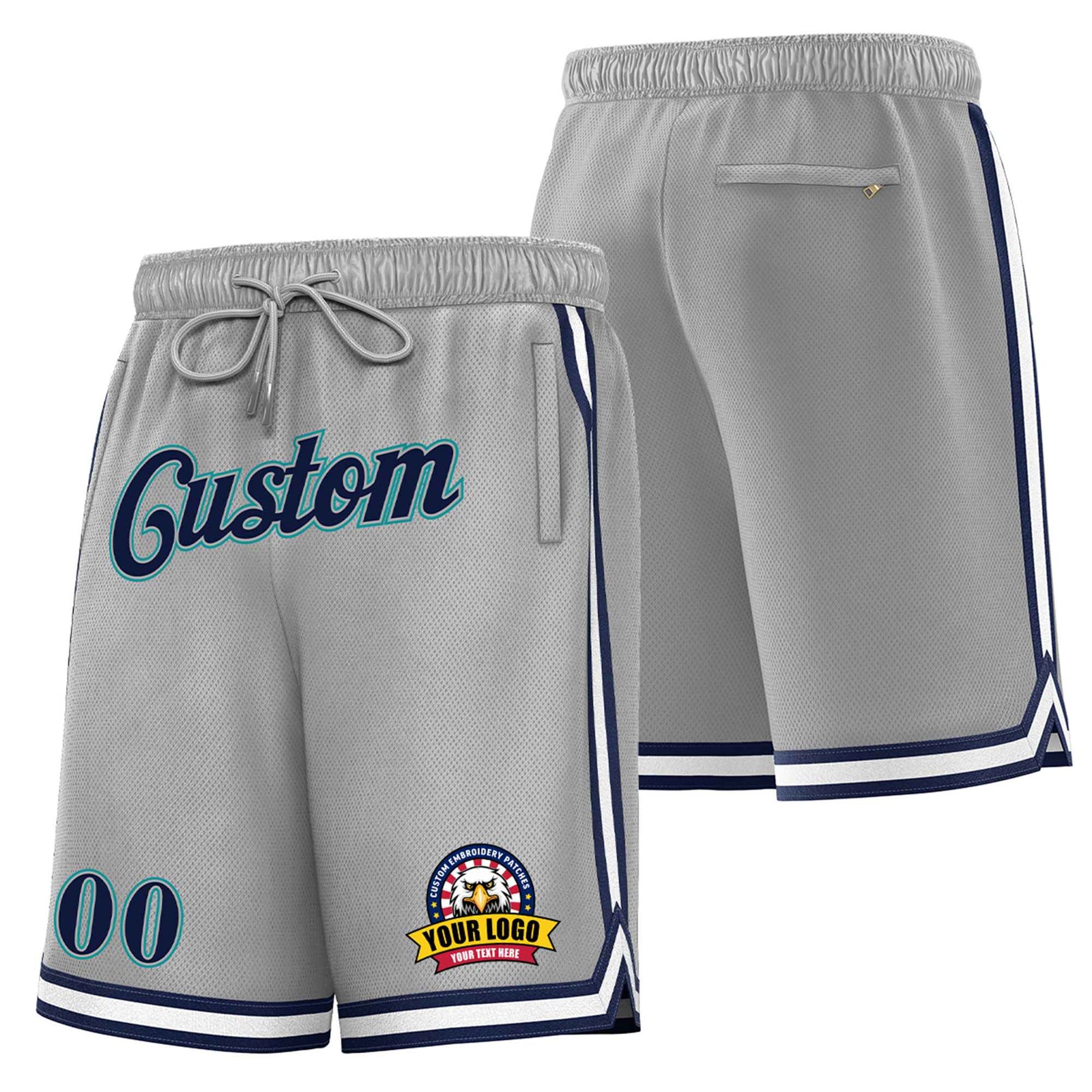 Custom Gray Aqua-Black Personalized Basketball Shorts