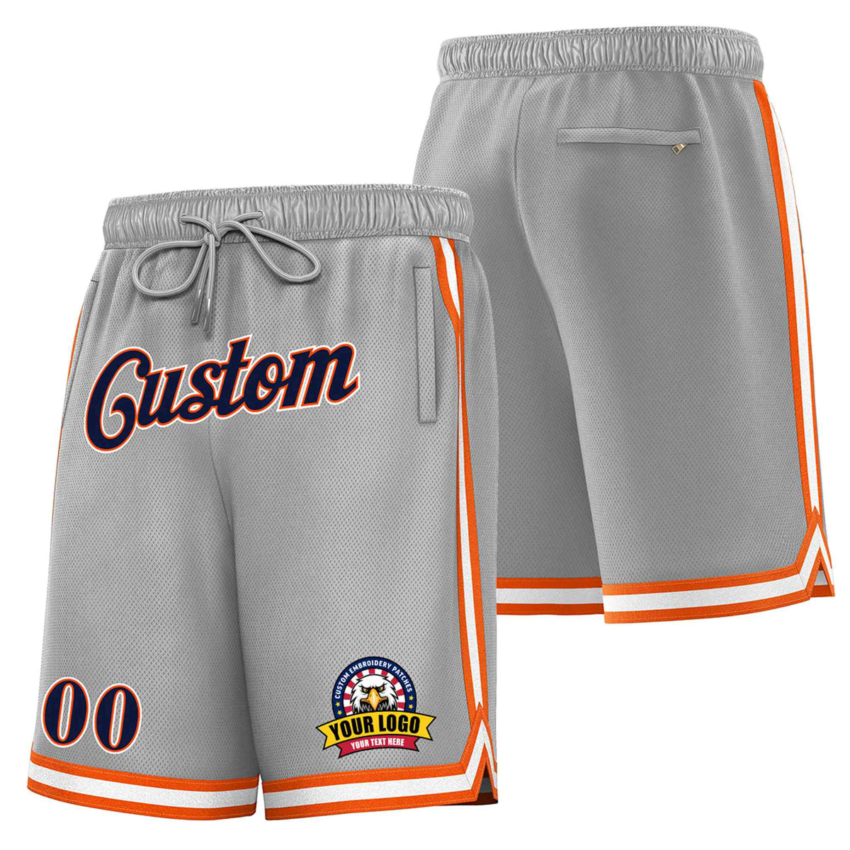 Custom Gray Orange-Black Personalized Basketball Shorts