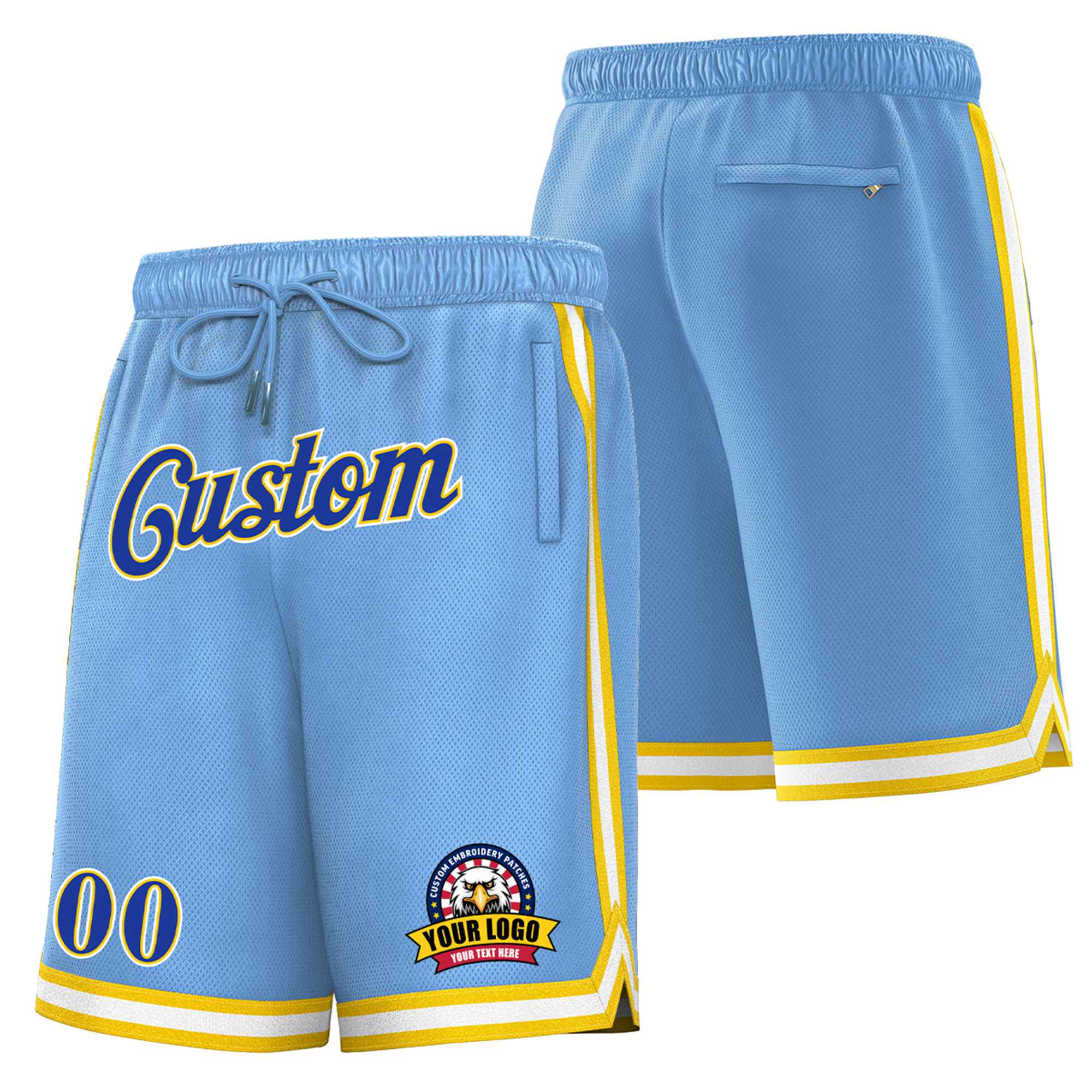 Custom Royal Blue-Yellow Personalized Basketball Shorts