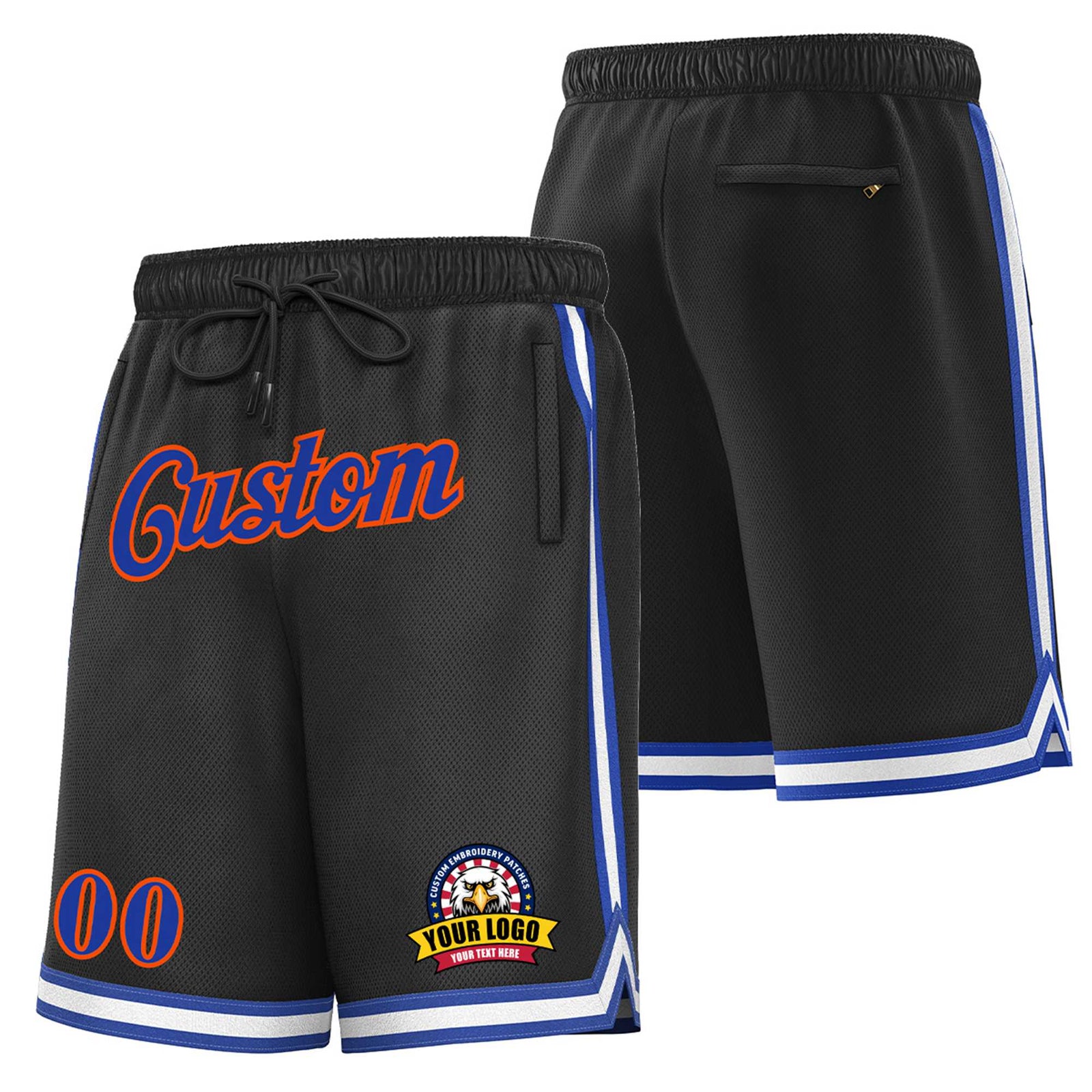 Custom Black Blue-Red Personalized Basketball Shorts