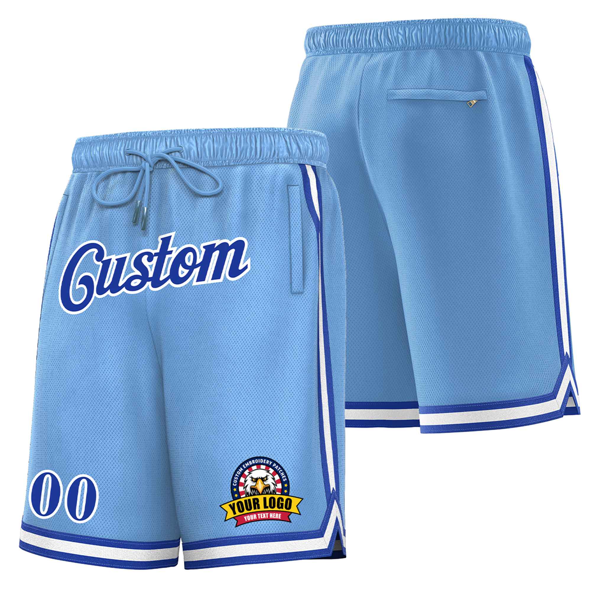 Custom Royal Blue-White Personalized Basketball Shorts