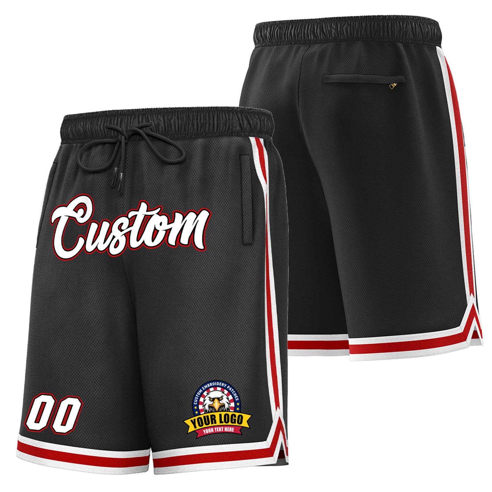 Custom Black Maroon-White Sport Basketball Shorts