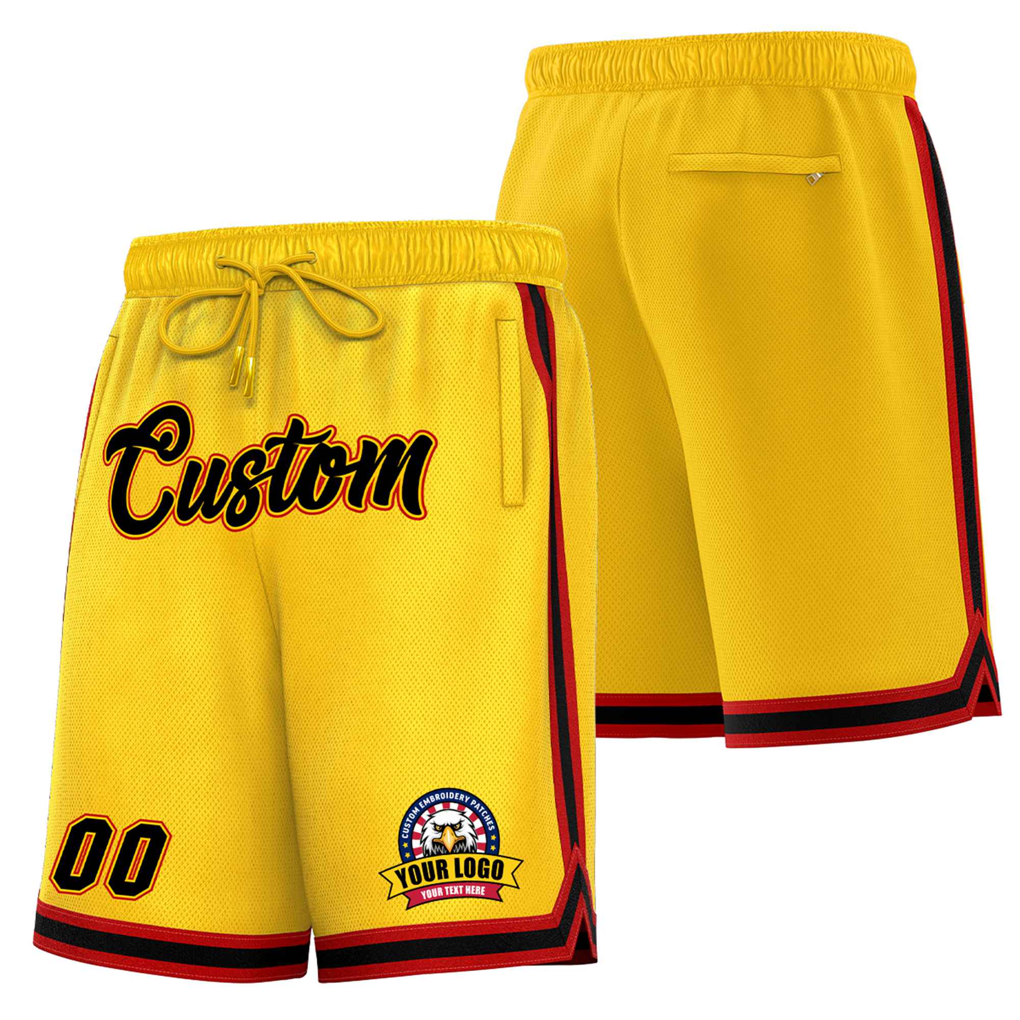 Custom Yellow Maroon-White Sport Basketball Shorts