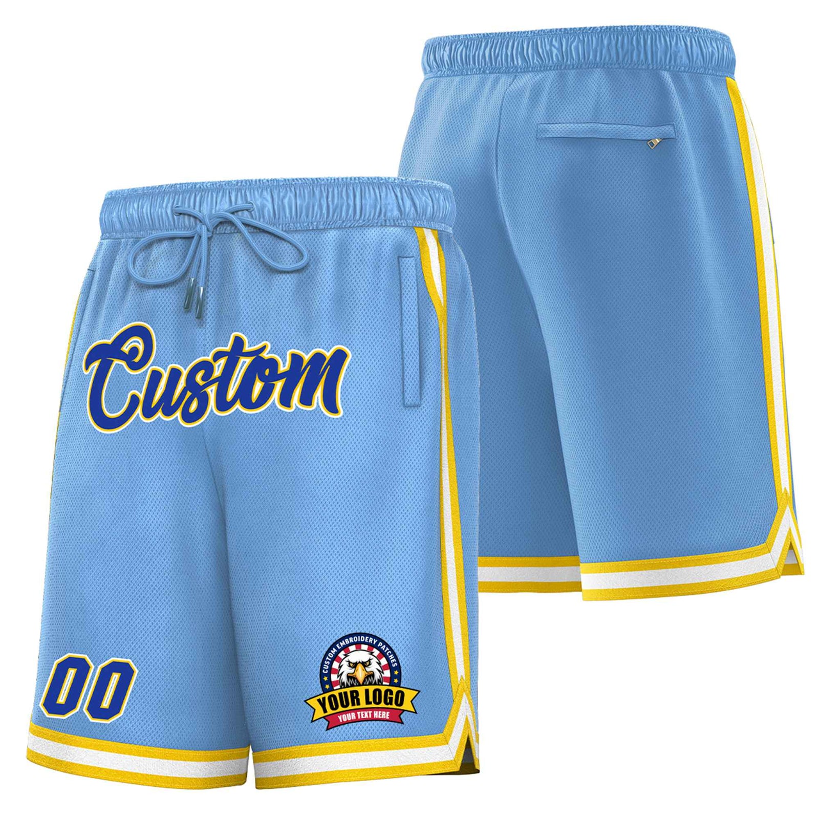 Custom Royal Gold-2 White Sport Basketball Shorts