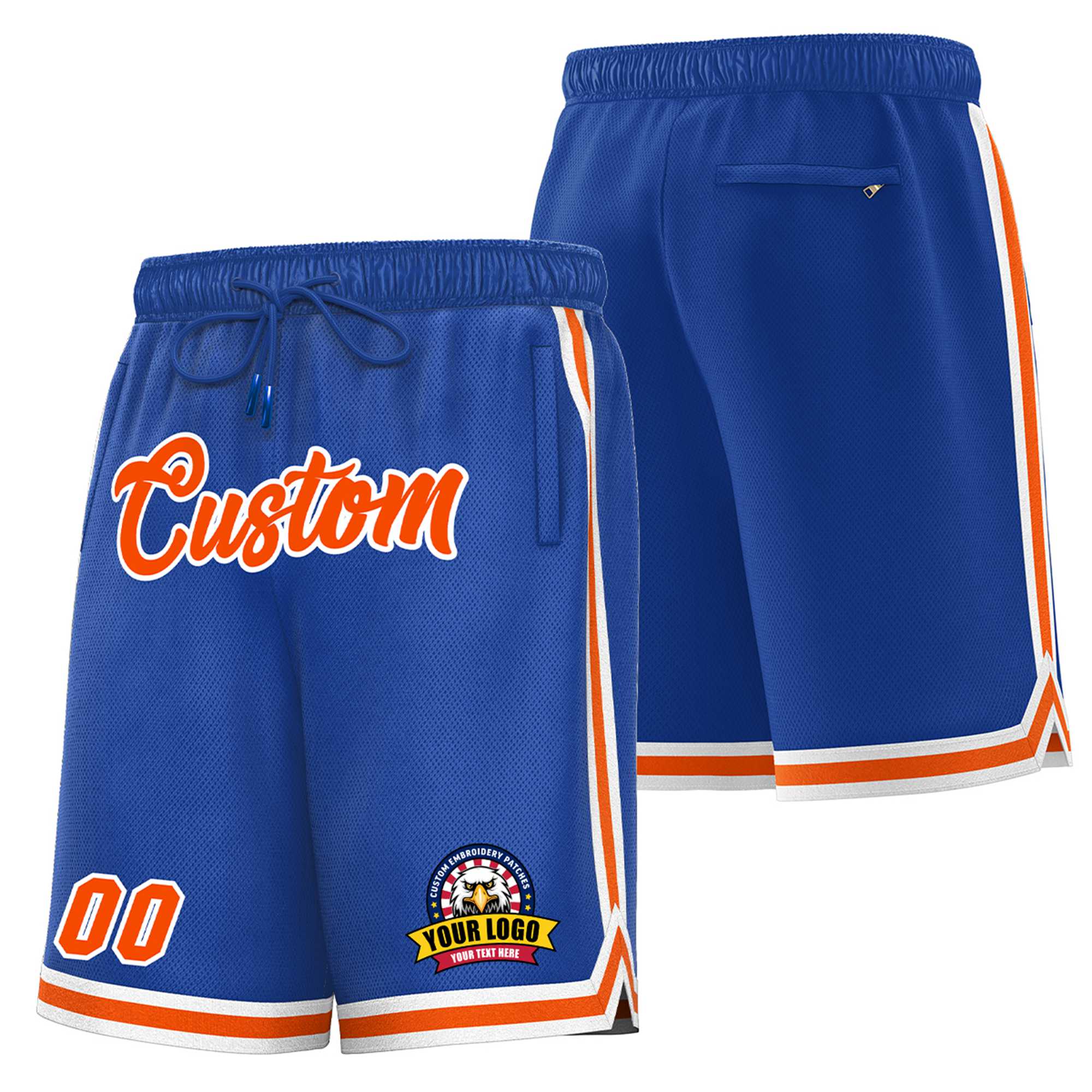 Custom Blue Orange-White Sport Basketball Shorts