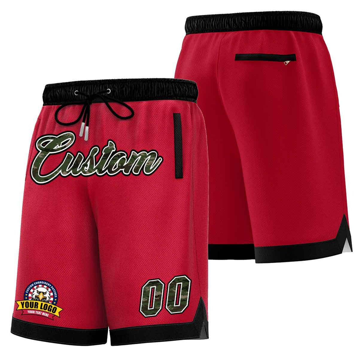 Custom Maroon Black Personalized Basketball Shorts