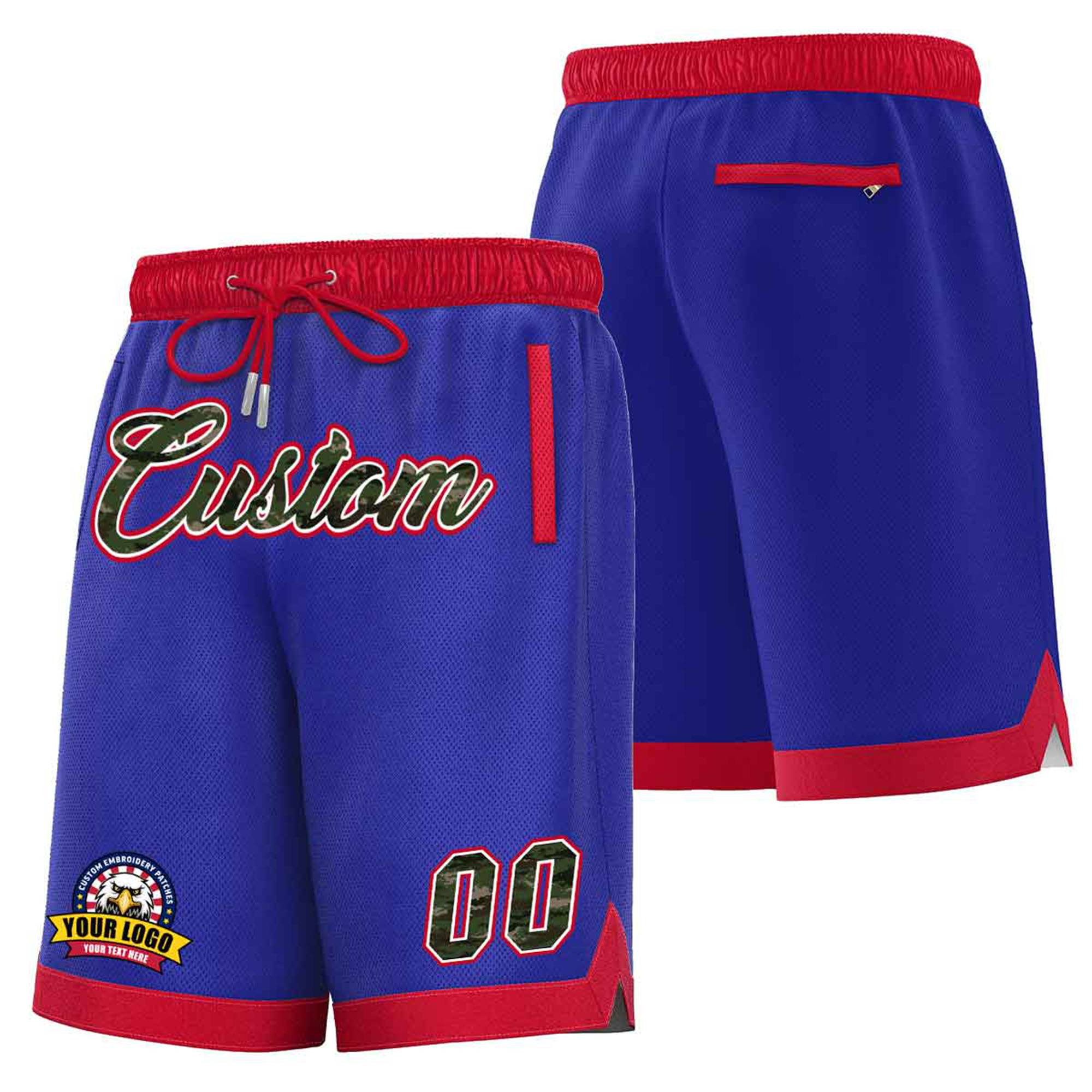 Custom Blue Red Personalized Basketball Shorts