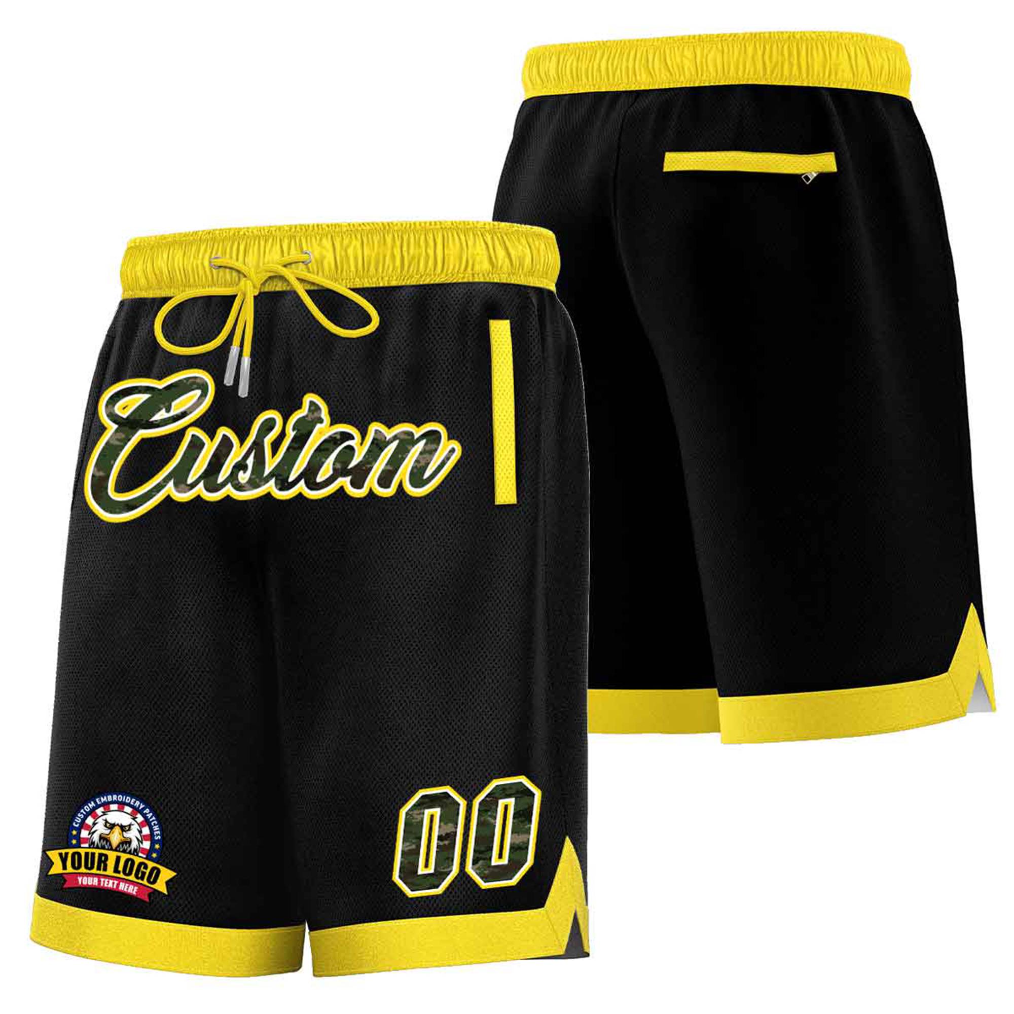 Custom Black Gold-2 Personalized Basketball Shorts