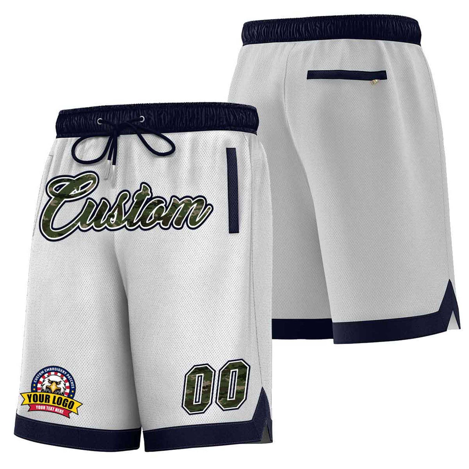 Custom Gray Navy Personalized Basketball Shorts