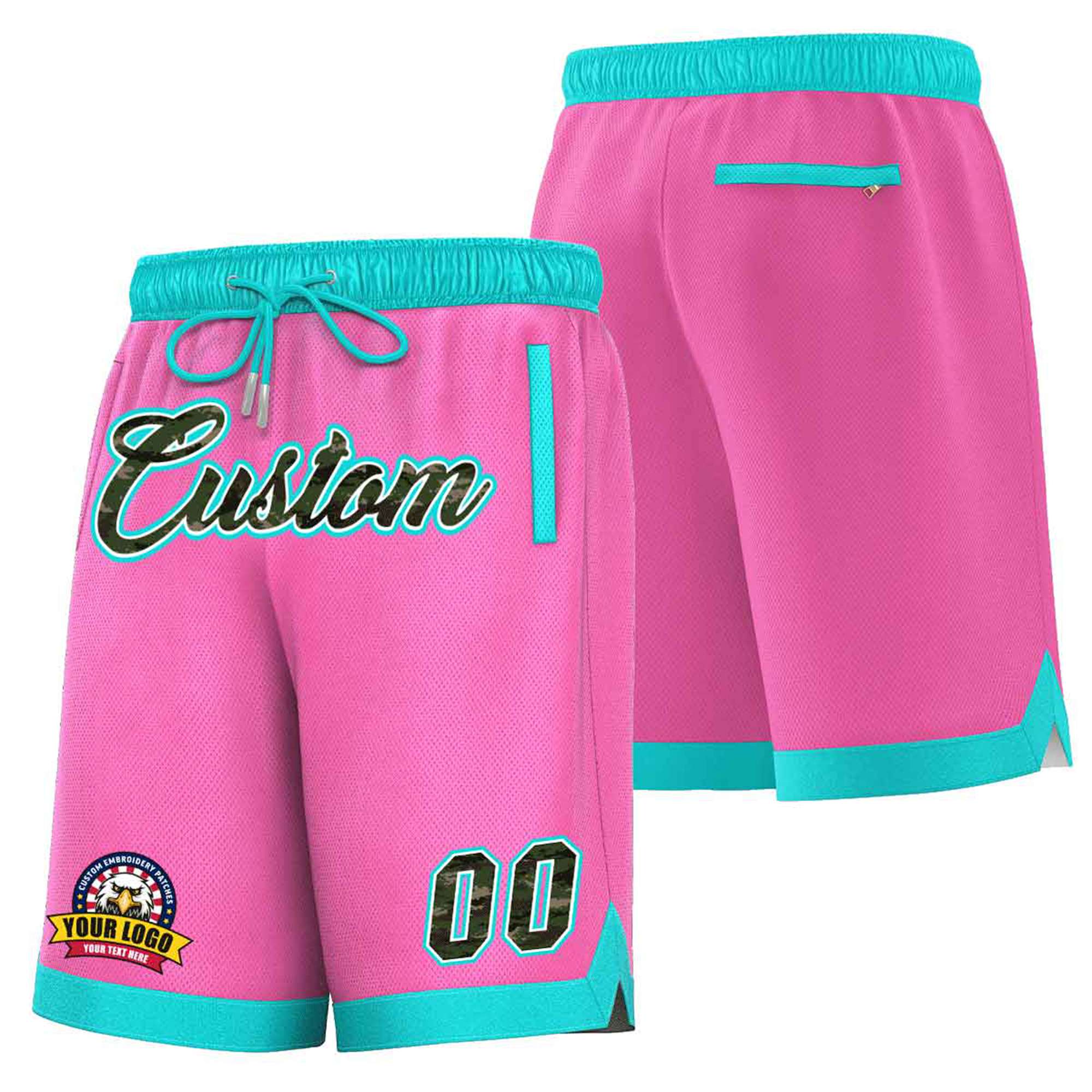 Custom Pink Aqua Personalized Basketball Shorts