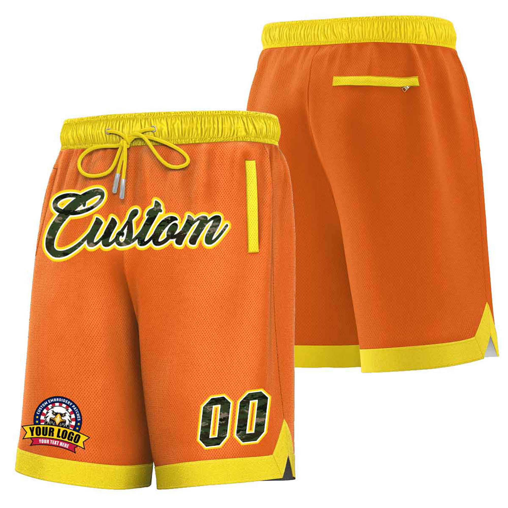 Custom Orange Gold-2 Personalized Basketball Shorts