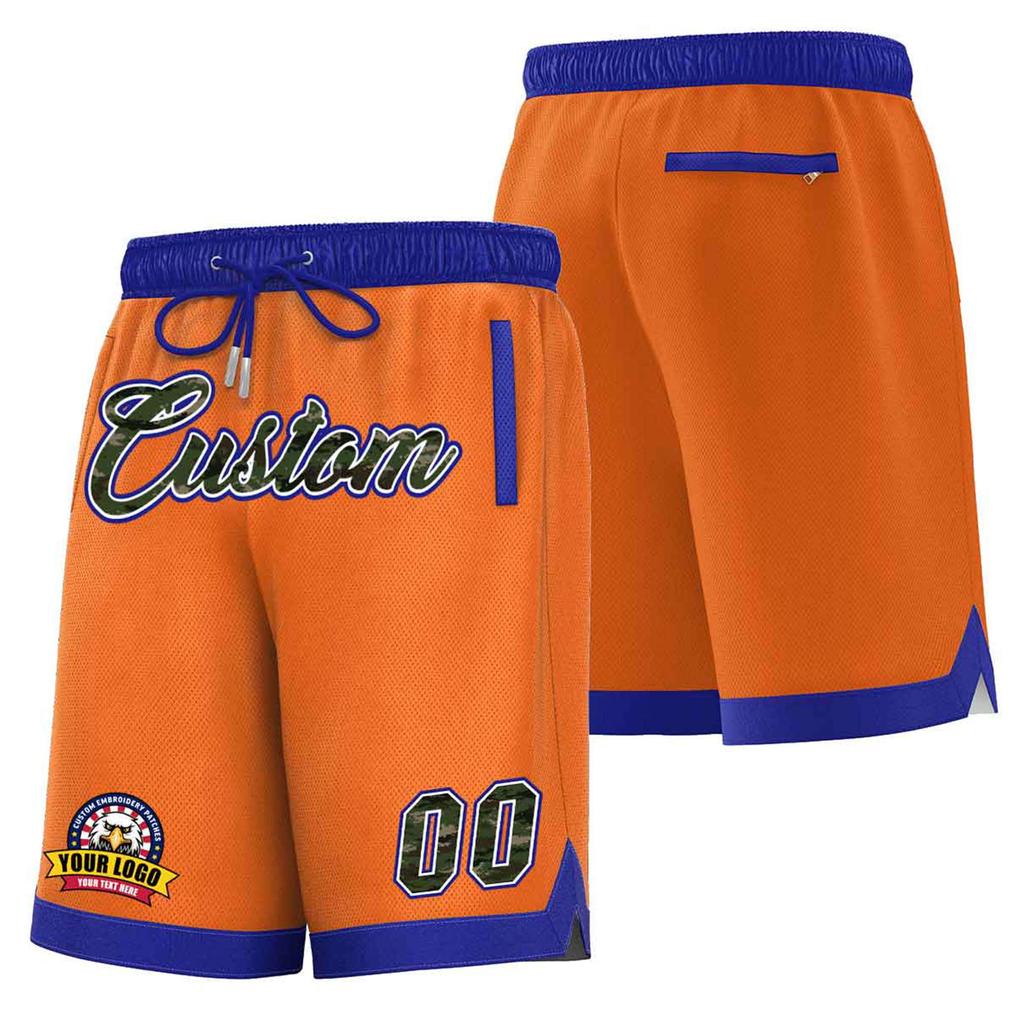 Custom Orange Blue Personalized Basketball Shorts