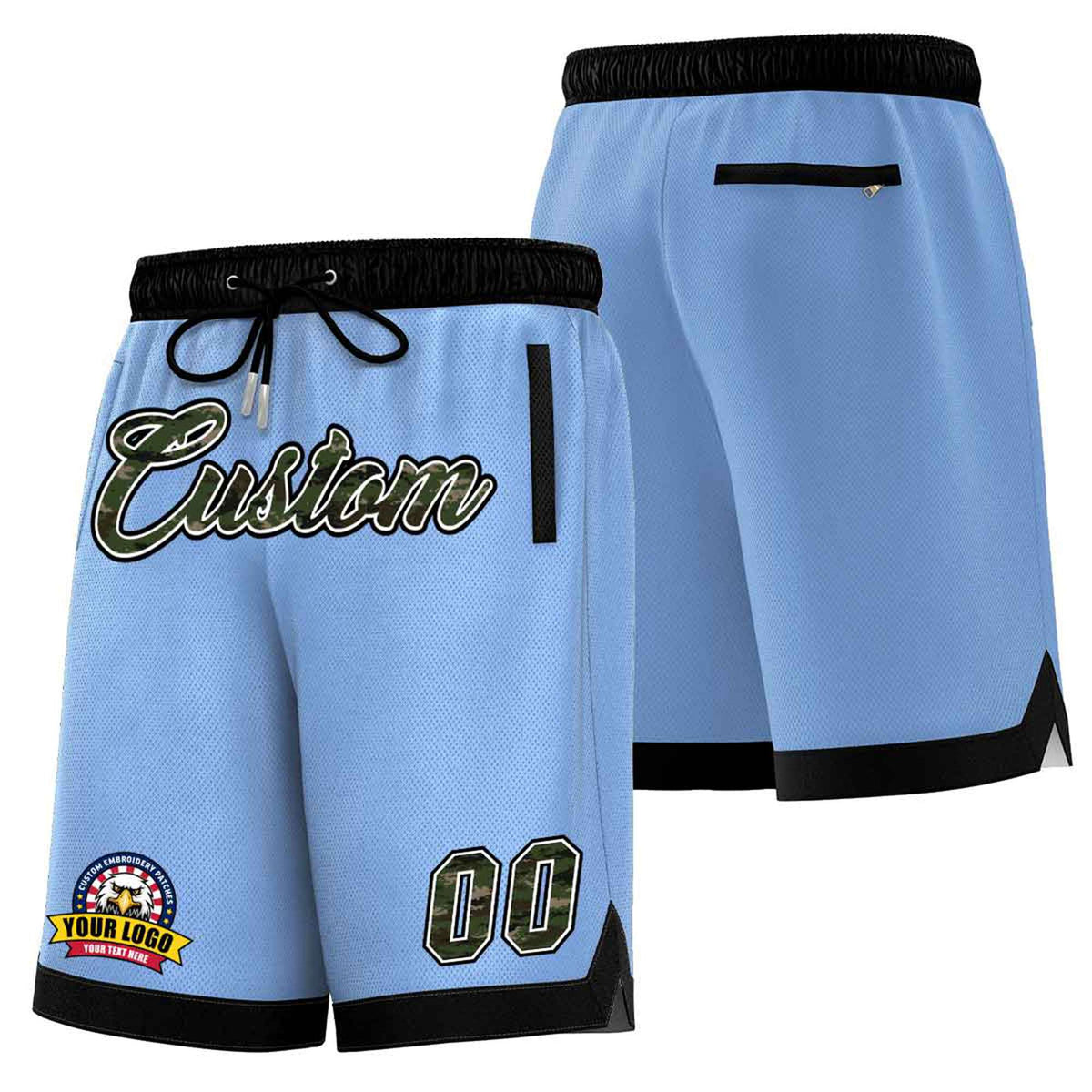 Custom Royal Black Personalized Basketball Shorts