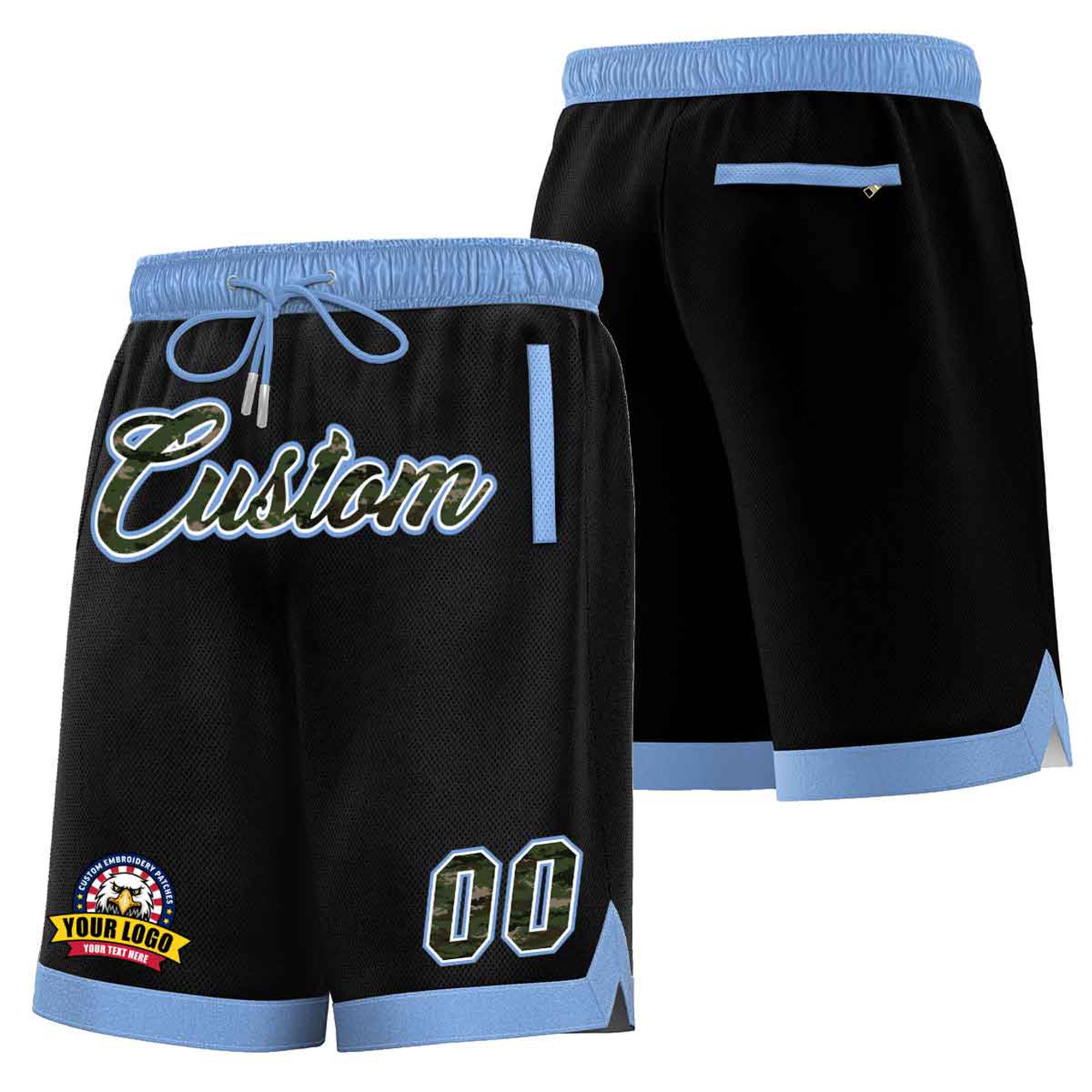 Custom Black Royal Personalized Basketball Shorts