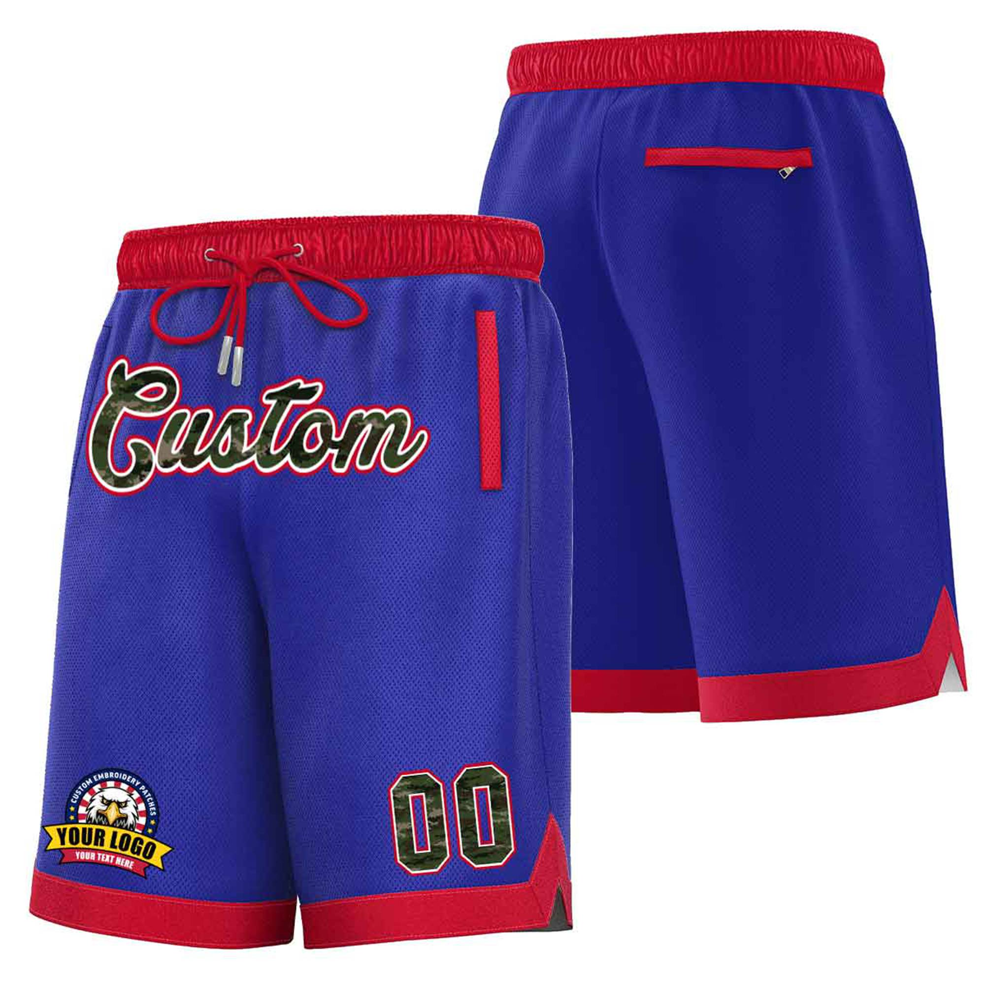 Custom Blue Red Personalized Basketball Shorts