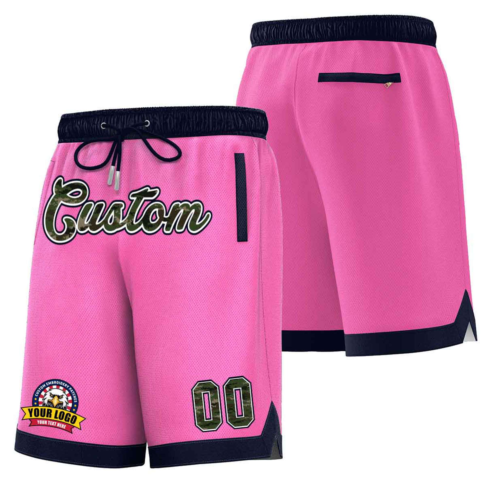 Custom Pink Navy Personalized Basketball Shorts