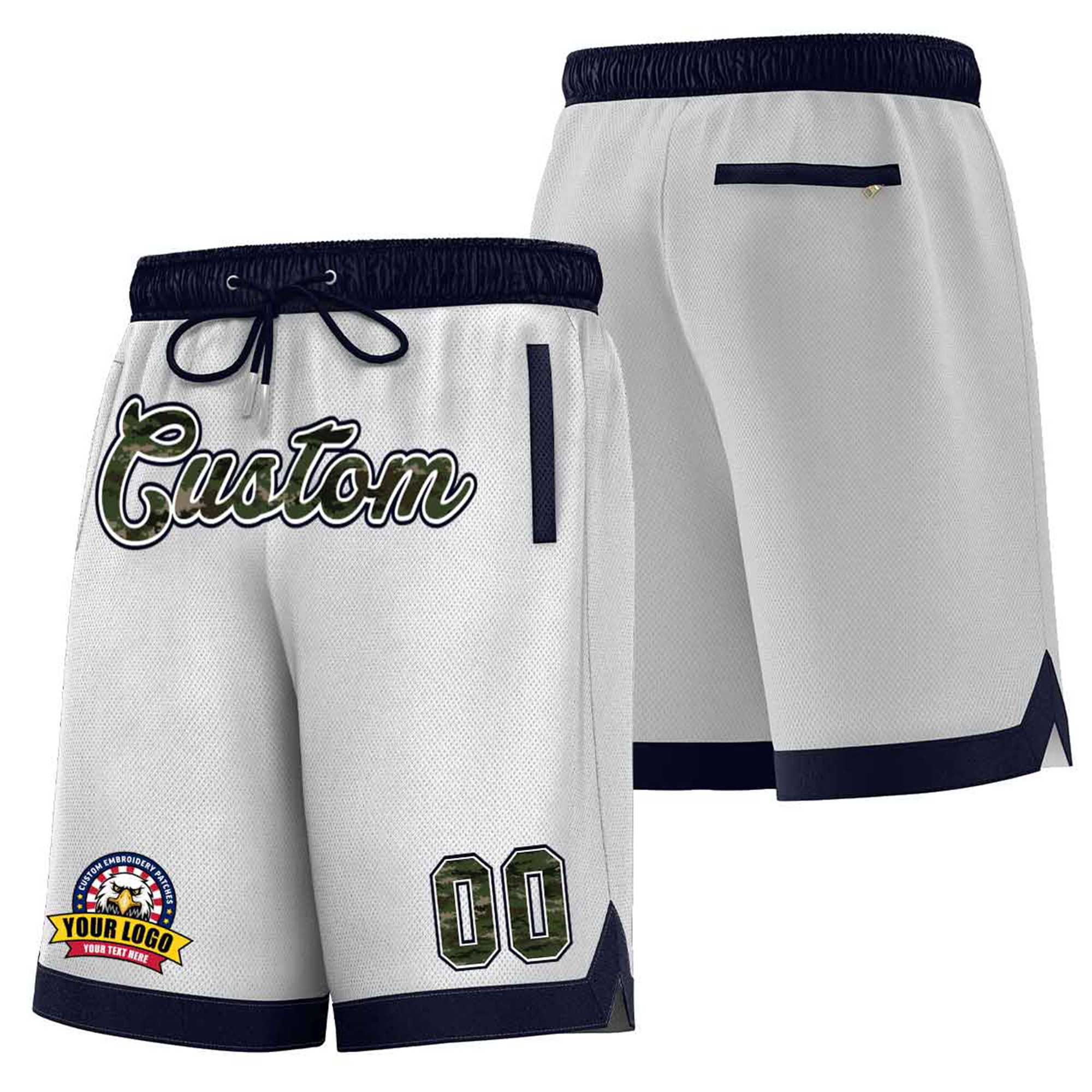 Custom Gray Navy Personalized Basketball Shorts