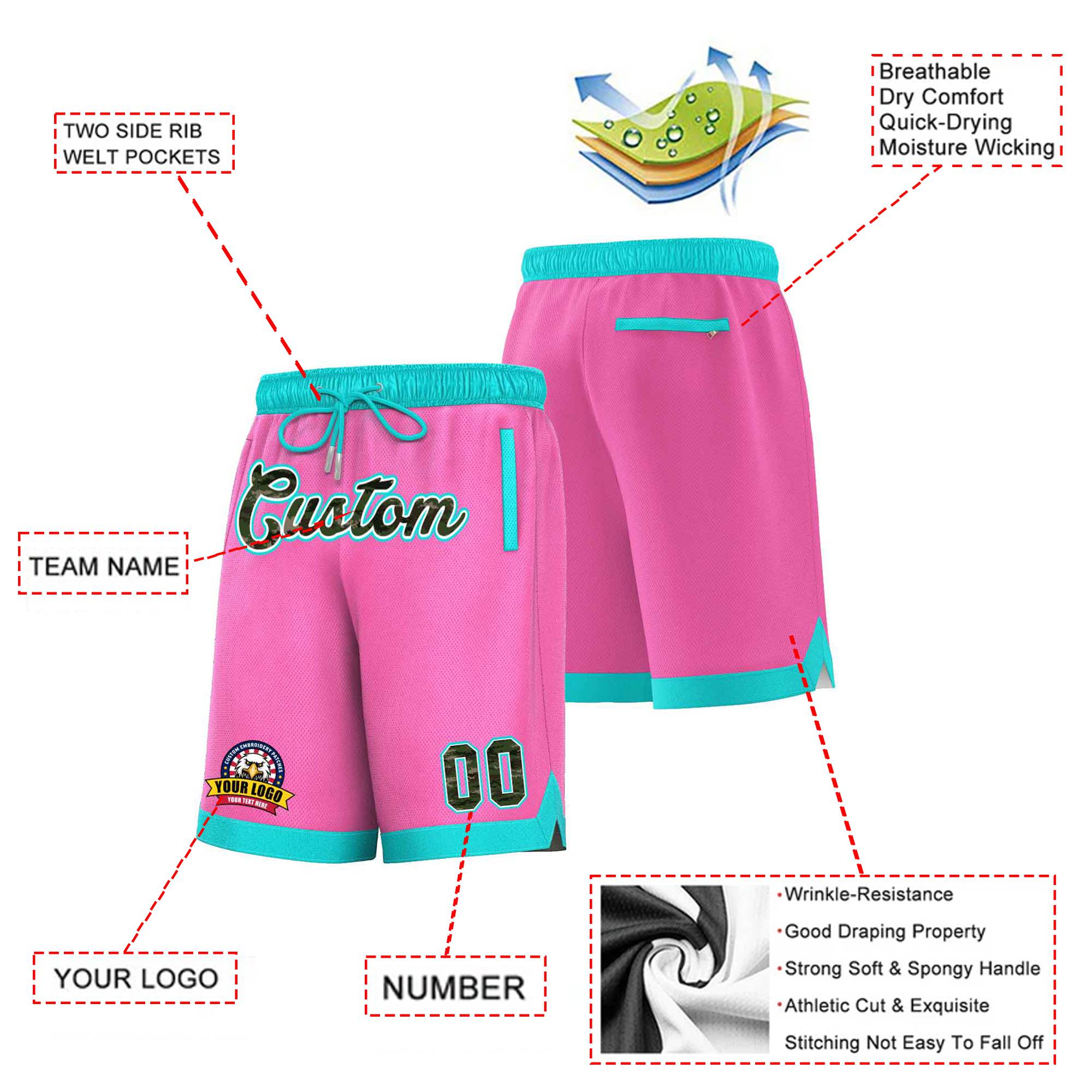 Custom Pink Aqua Personalized Basketball Shorts