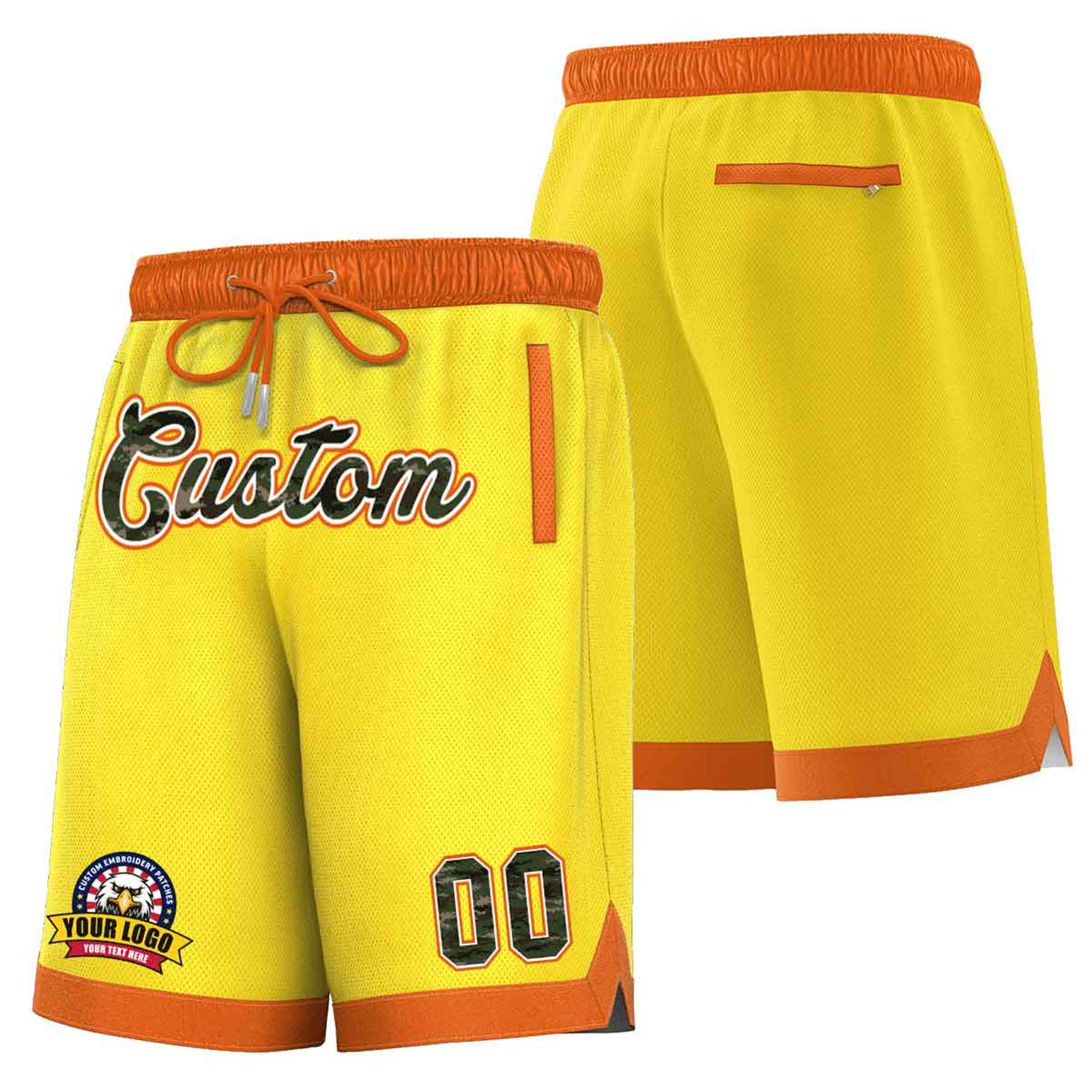 Custom Gold-2 Orange Personalized Basketball Shorts