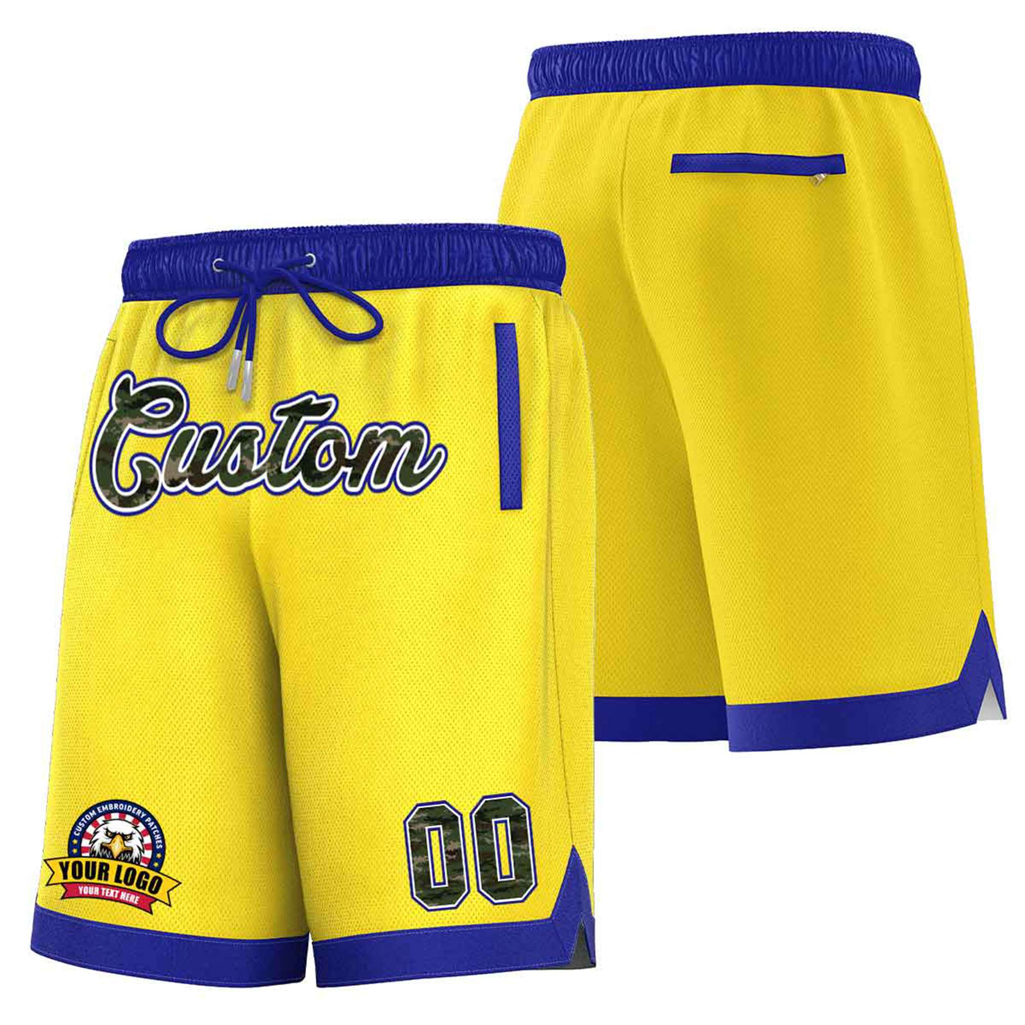 Custom Gold-2 Royal-1 Personalized Basketball Shorts