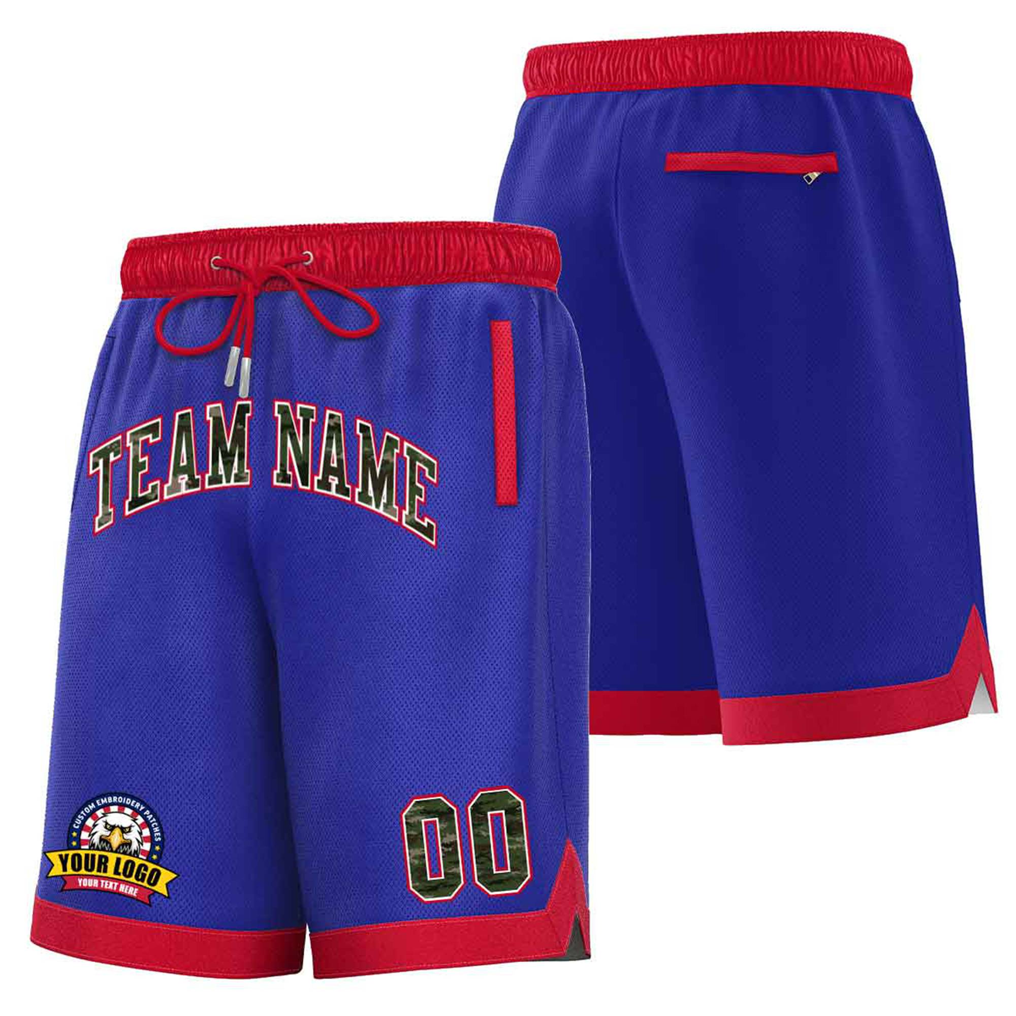 Custom Blue Red Personalized Basketball Shorts