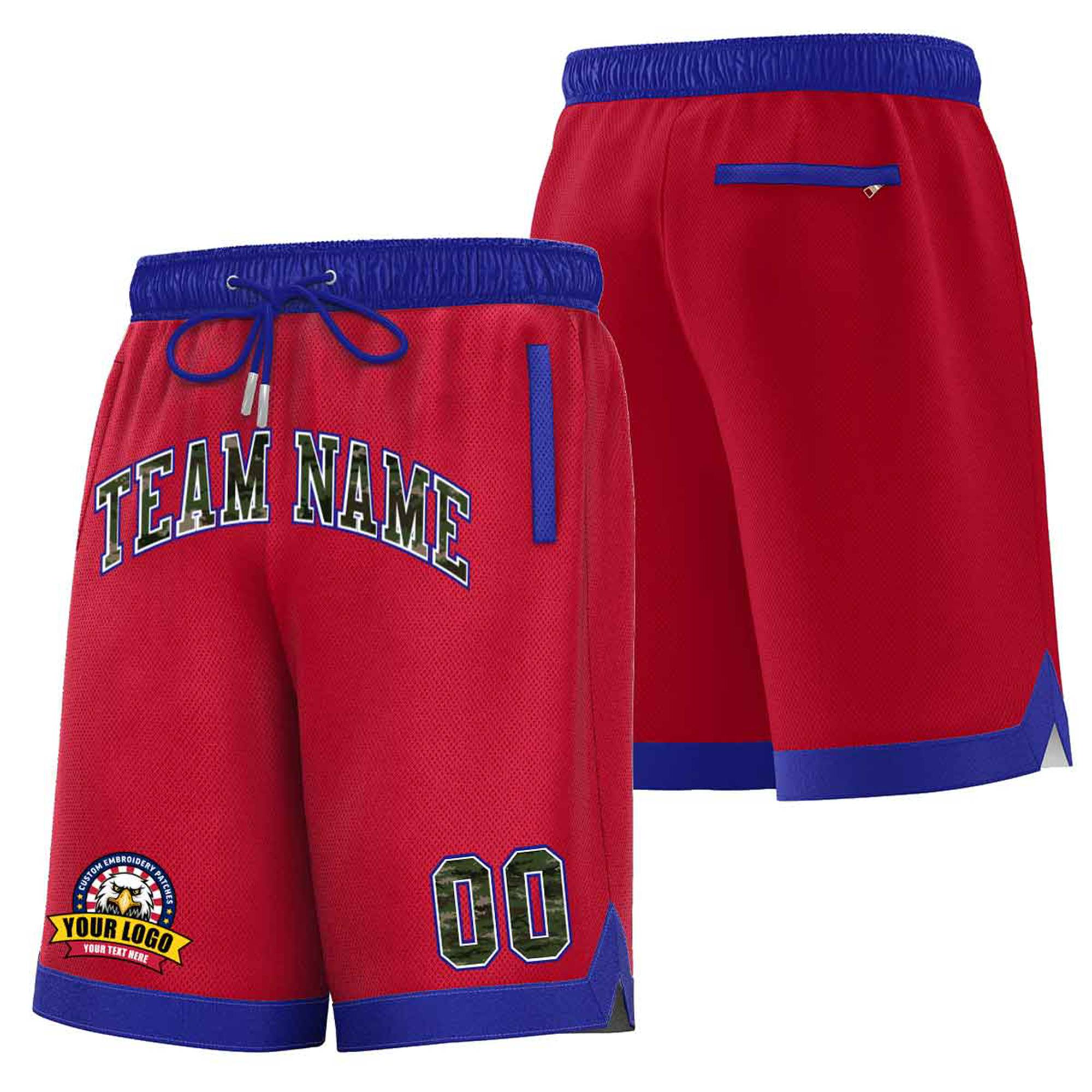 Custom Maroon Blue Personalized Basketball Shorts