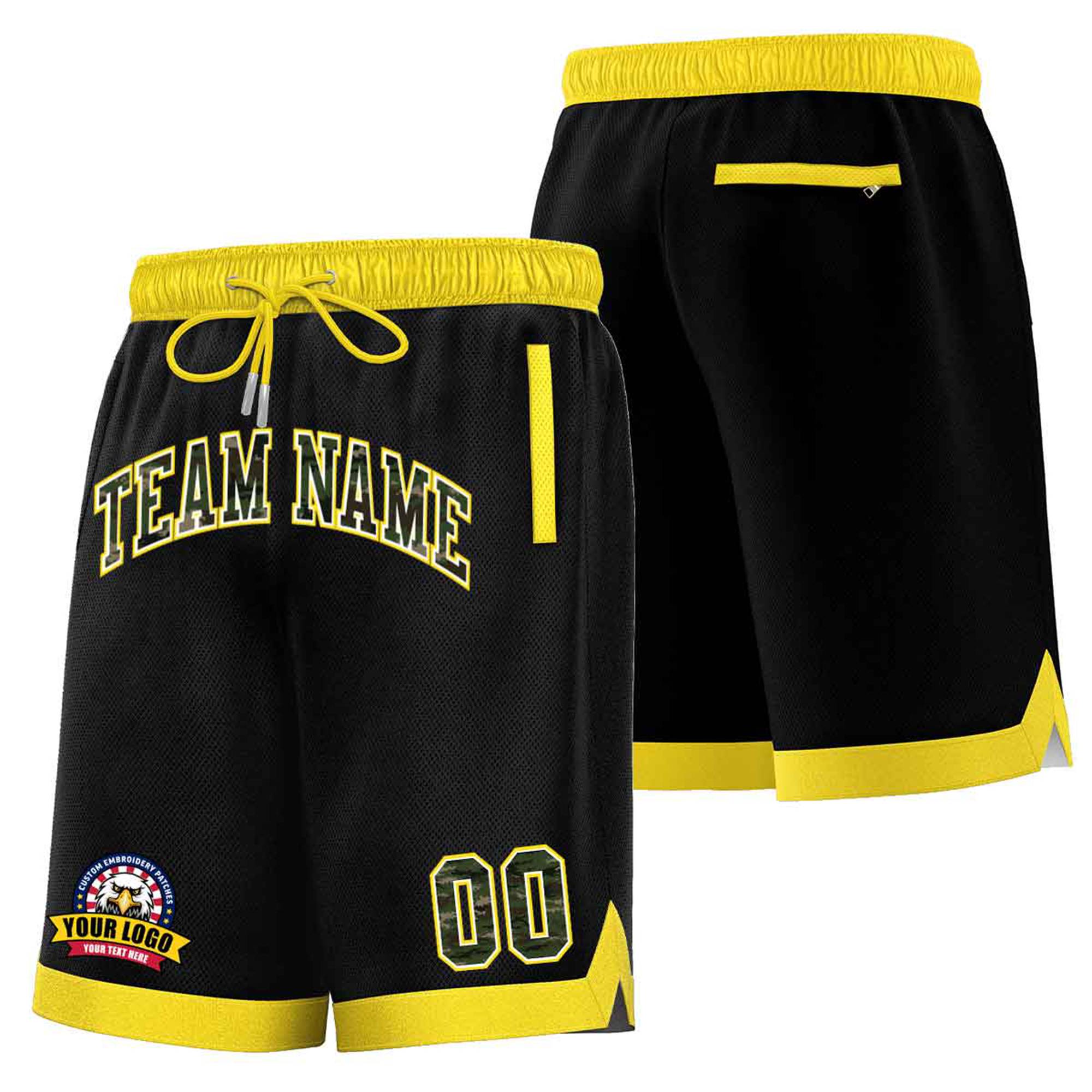 Custom Black Gold-2 Personalized Basketball Shorts